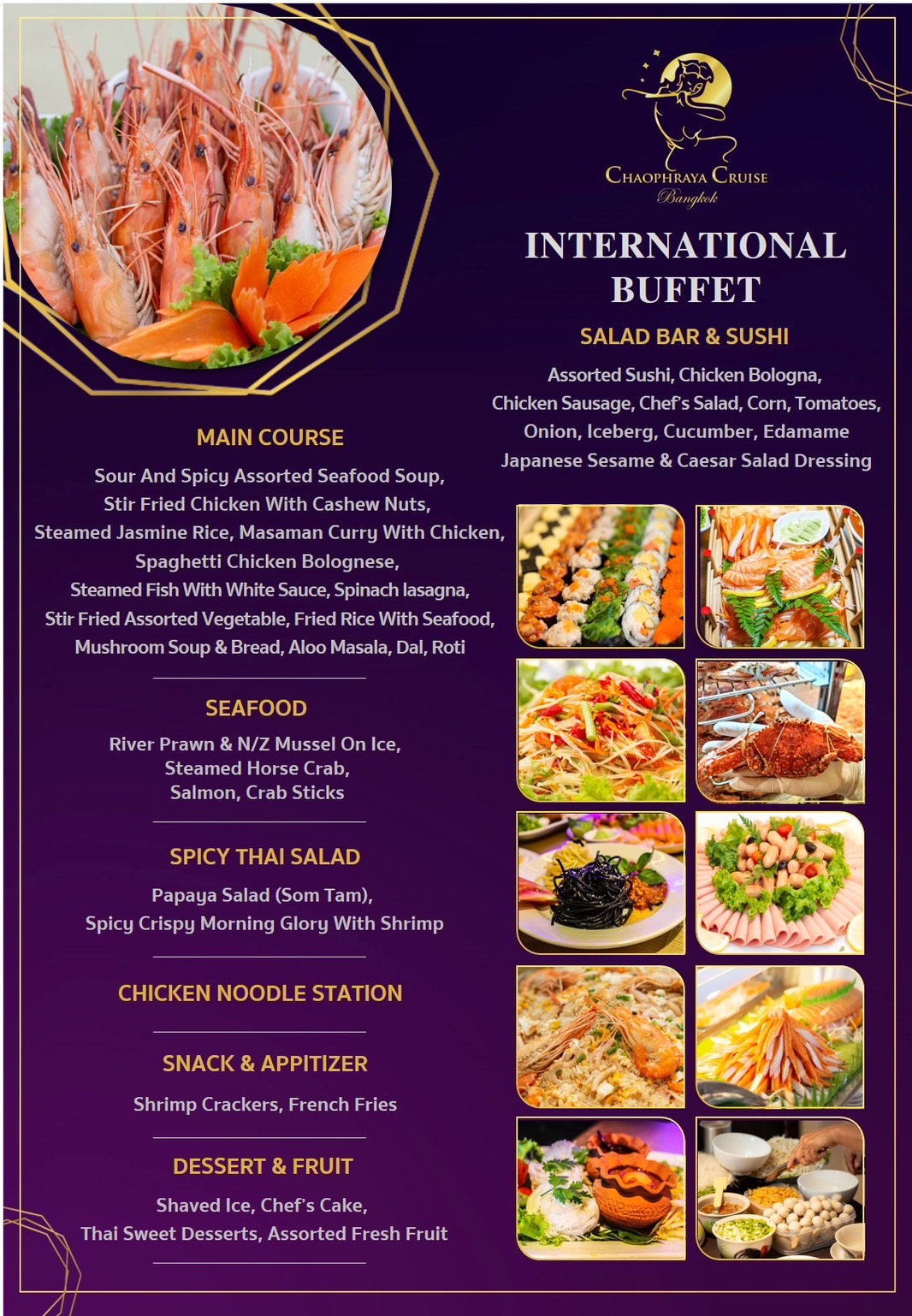 Chao Phraya River Cruise Menu