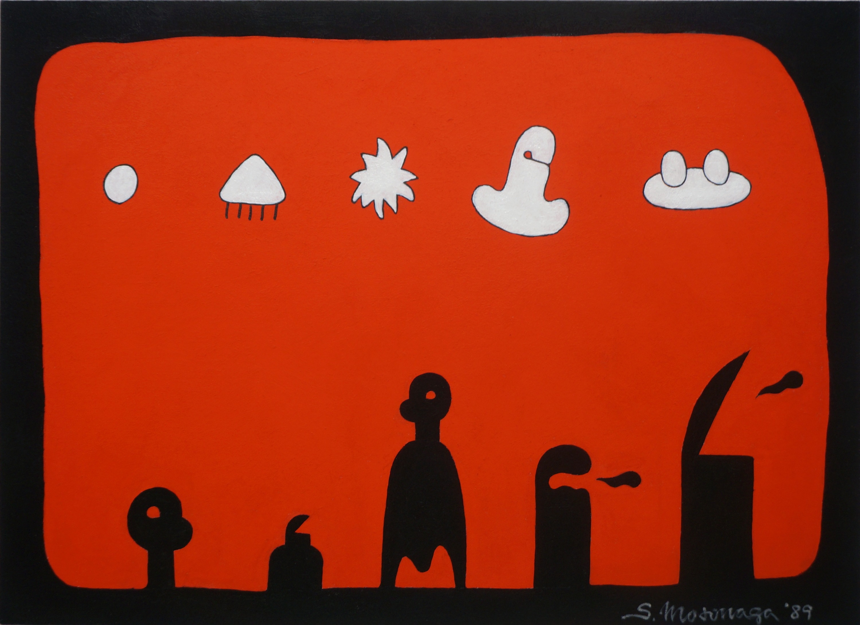 元永定正 Sadamasa MOTONAGA_Five White しろがいつつ_Acrylic on canvas_24.2 x 33.3 cm_1989