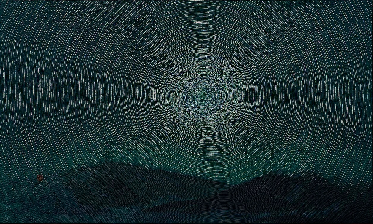 Kim Duck-Yong, A Profound Space, 2023, Mother of pearl, mixed media on wood, 120 x 200 cm_