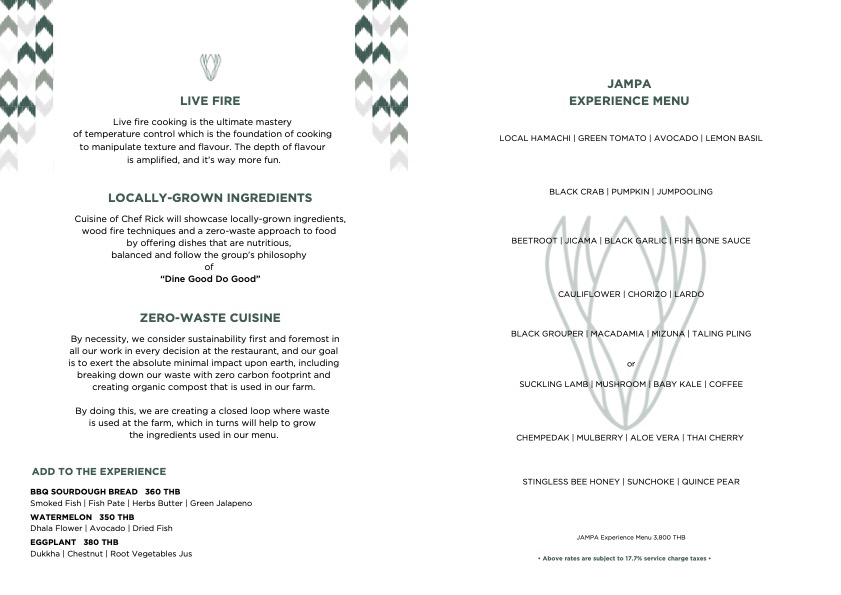 JAMPA EXPERIENCE MENU-Until Nov 30 2023