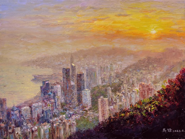 Flourishing Society Under the Peak-Ma Chuen-Oil on canvas-2023-30 x 40 cm