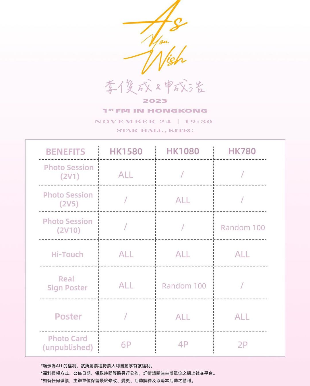 李俊成&申成浩香港粉絲見面會-粉絲福利