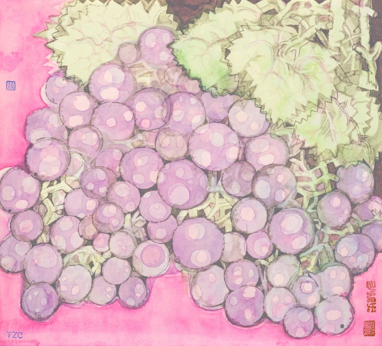 《珠圓玉潤》44cm x 49cm 紙本水墨2023