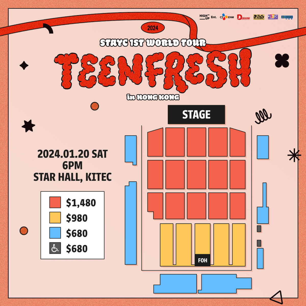 STAYC 1ST WORLD TOUR [TEENFRESH] in HONG KONG - Seating Plan