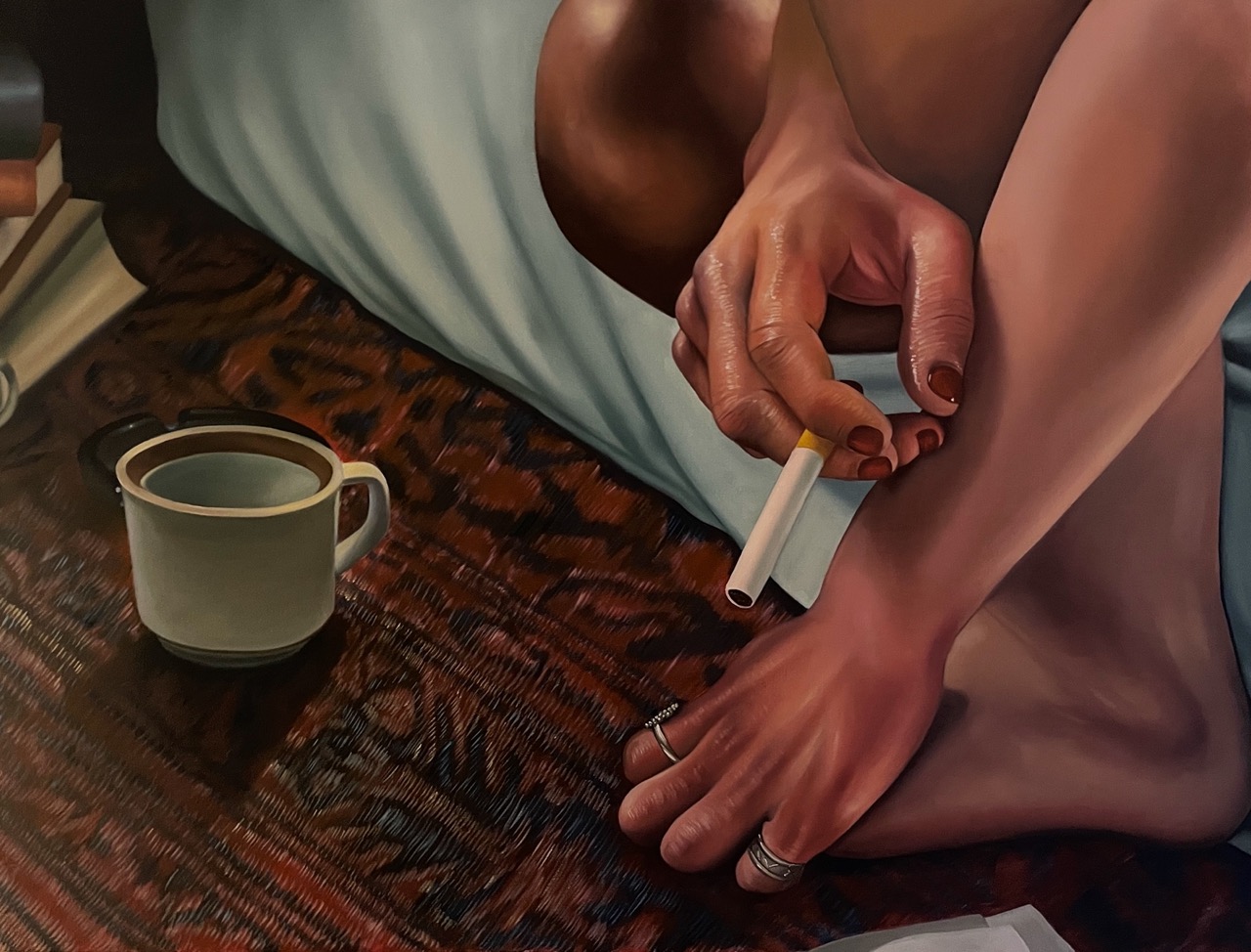 TMUL001_Therese Mulgrew_Morning Ritual (2023), oil on canvas, 76 x 102 cm