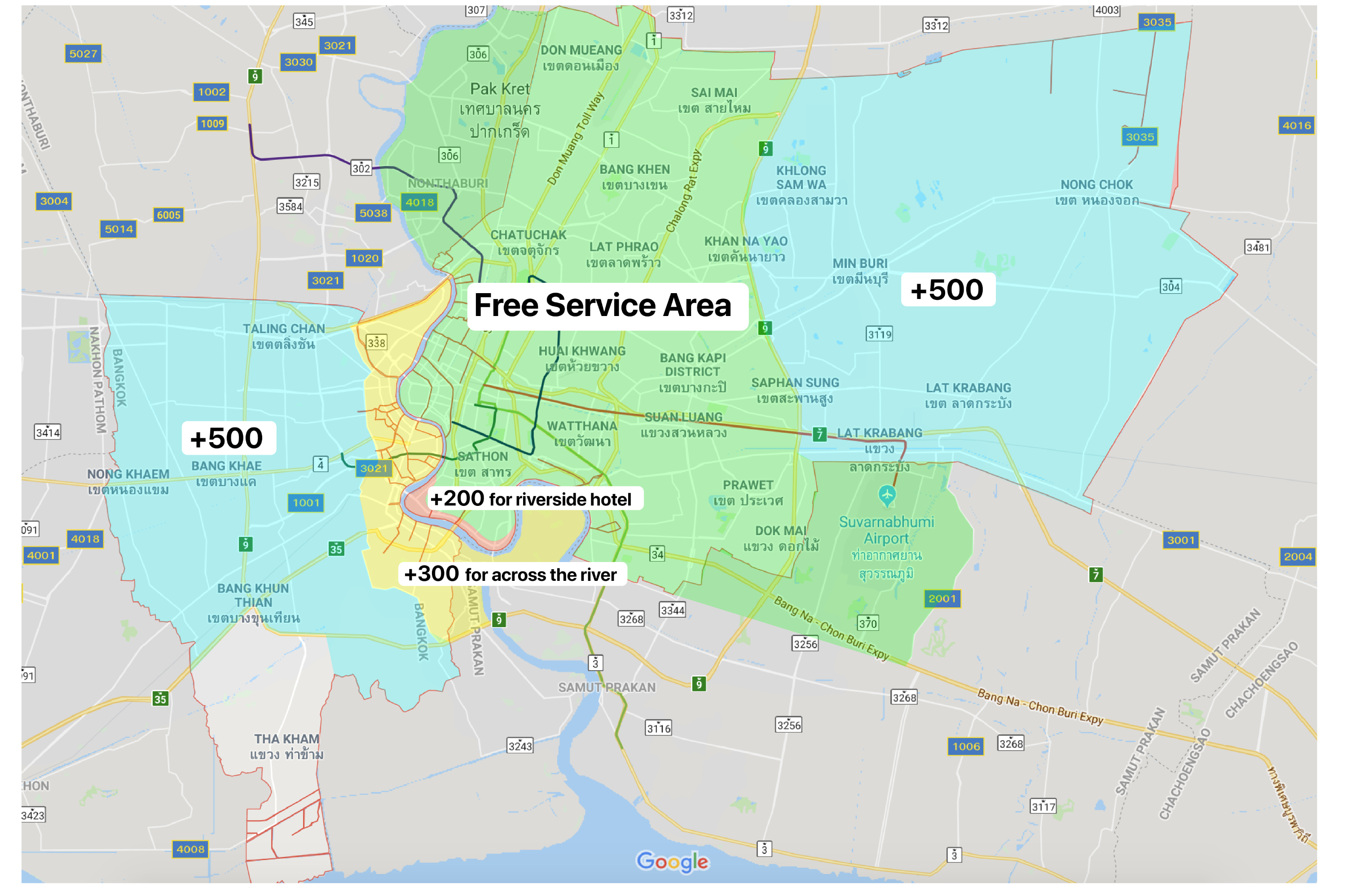 BKK Surcharge map 2023