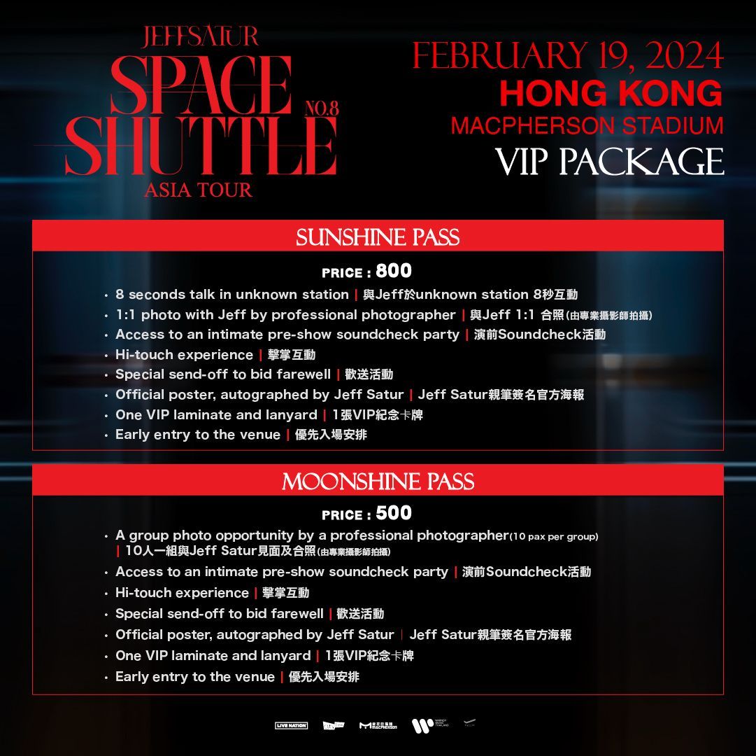 Jeff Satur Space Shuttle No.8 Asia Tour in Hong Kong 2024