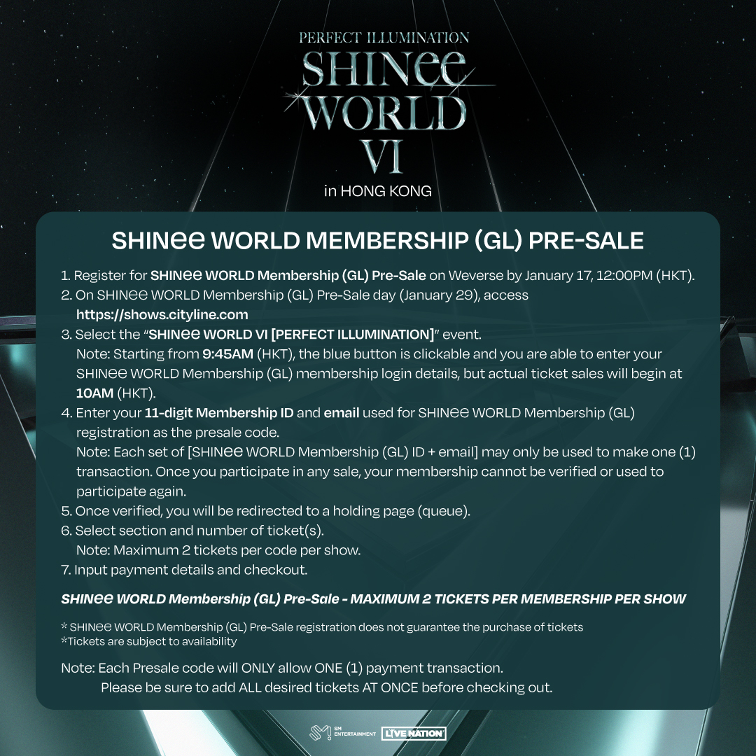 SHINee WORLD Membership (GL) Pre-Sale Details