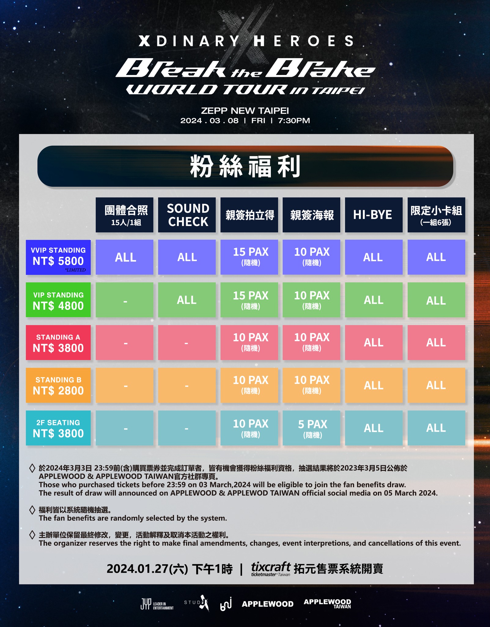 Xdinary Heroes演唱會2024台北站粉絲福利