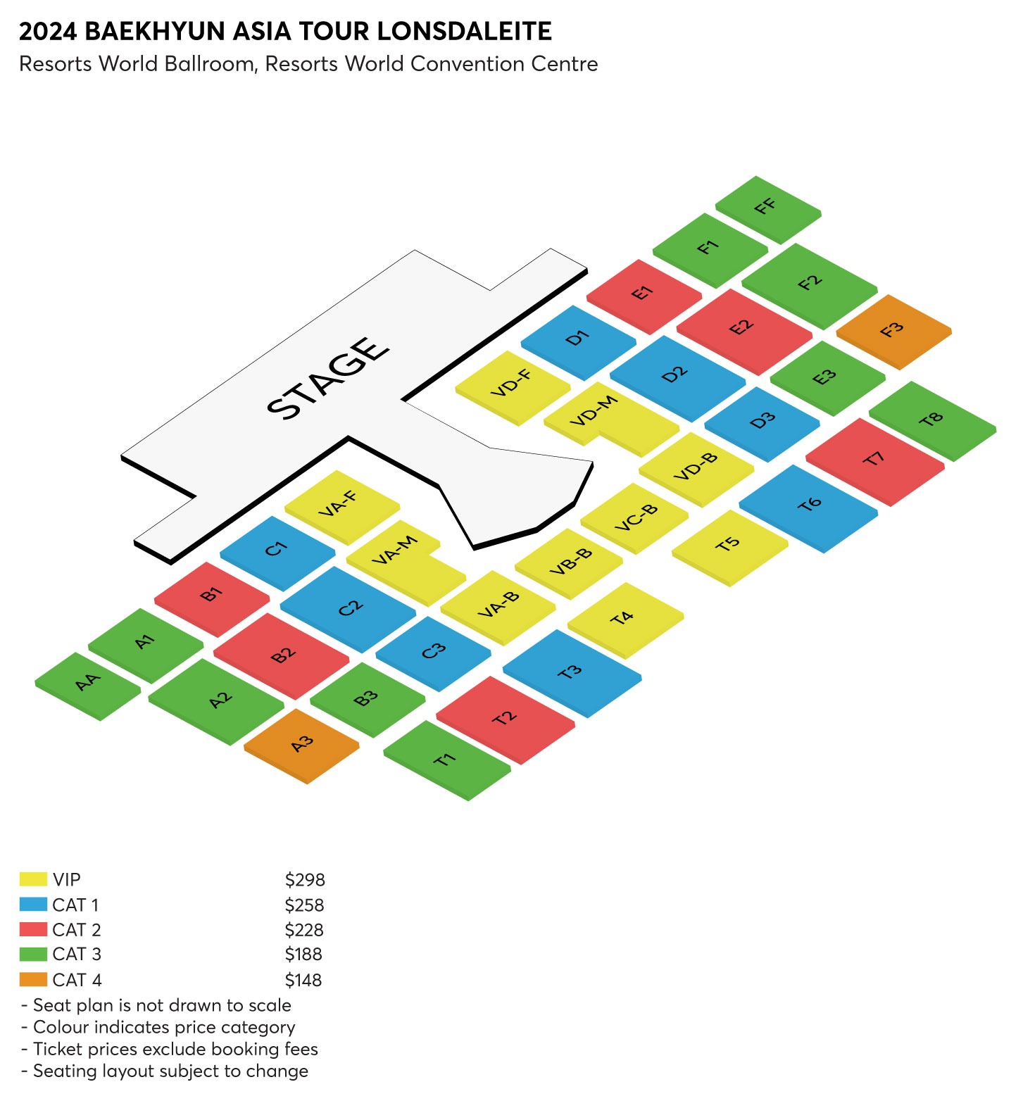 2024 BAEKHYUN ASIA TOUR [LONSDALEITE] IN SINGAPORE 座位表
