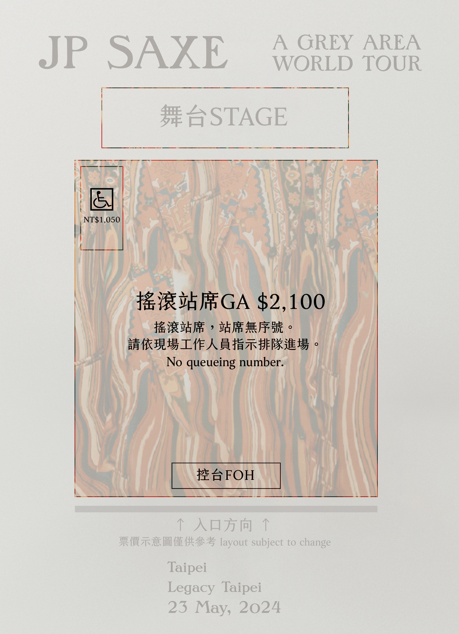 JP Saxe: A Gray Area World Tour - Taipei Ticket Price Chart