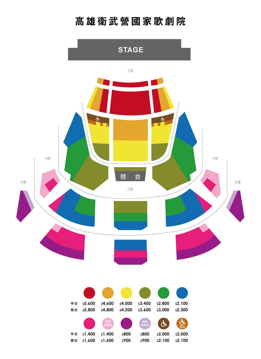 百老匯經典音樂劇《芝加哥》高雄場票價及座位圖