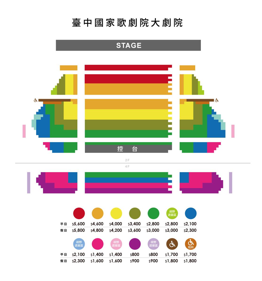 百老匯經典音樂劇《芝加哥》台中場票價及座位圖