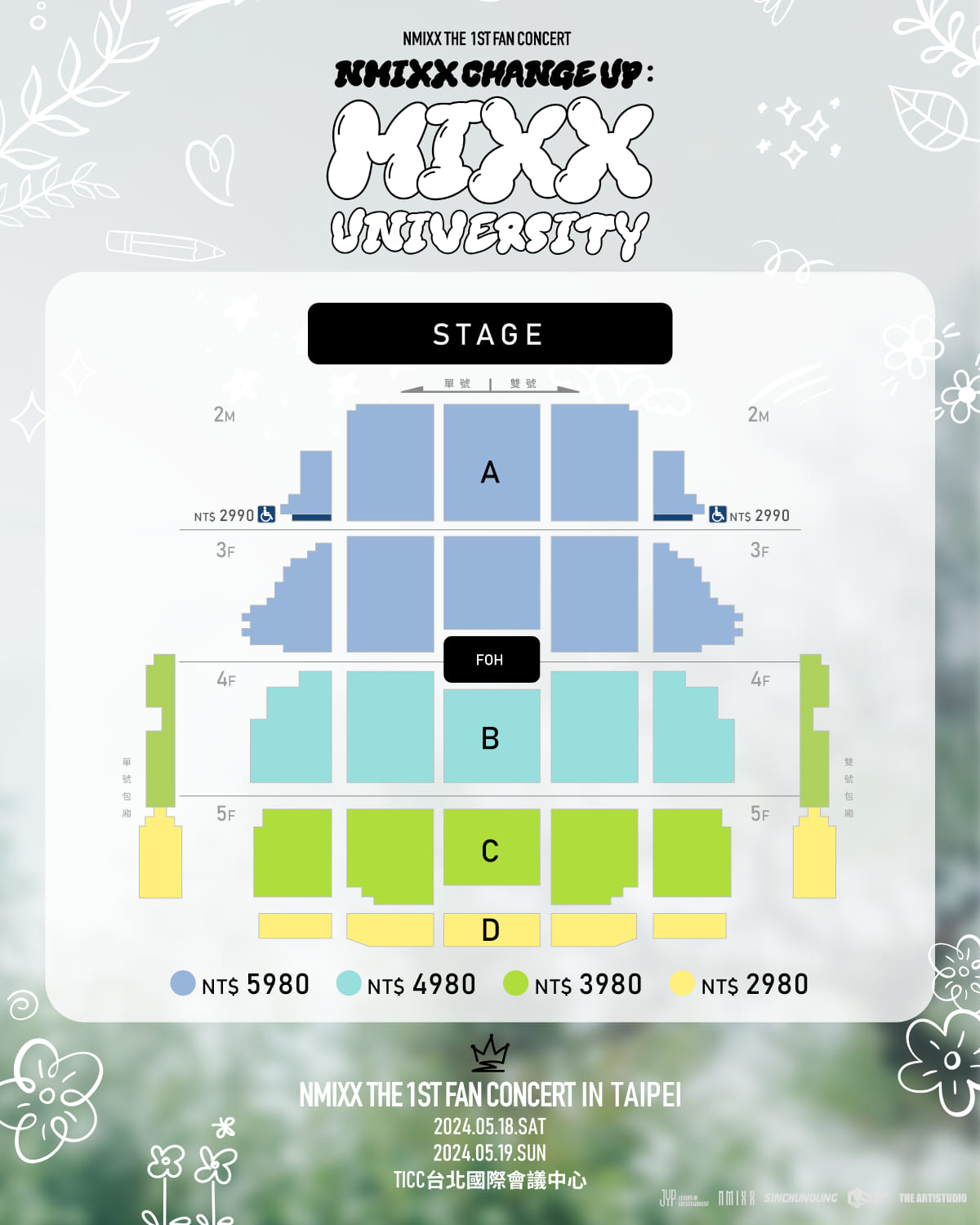 NMIXX演唱會2024台北站票價及座位圖