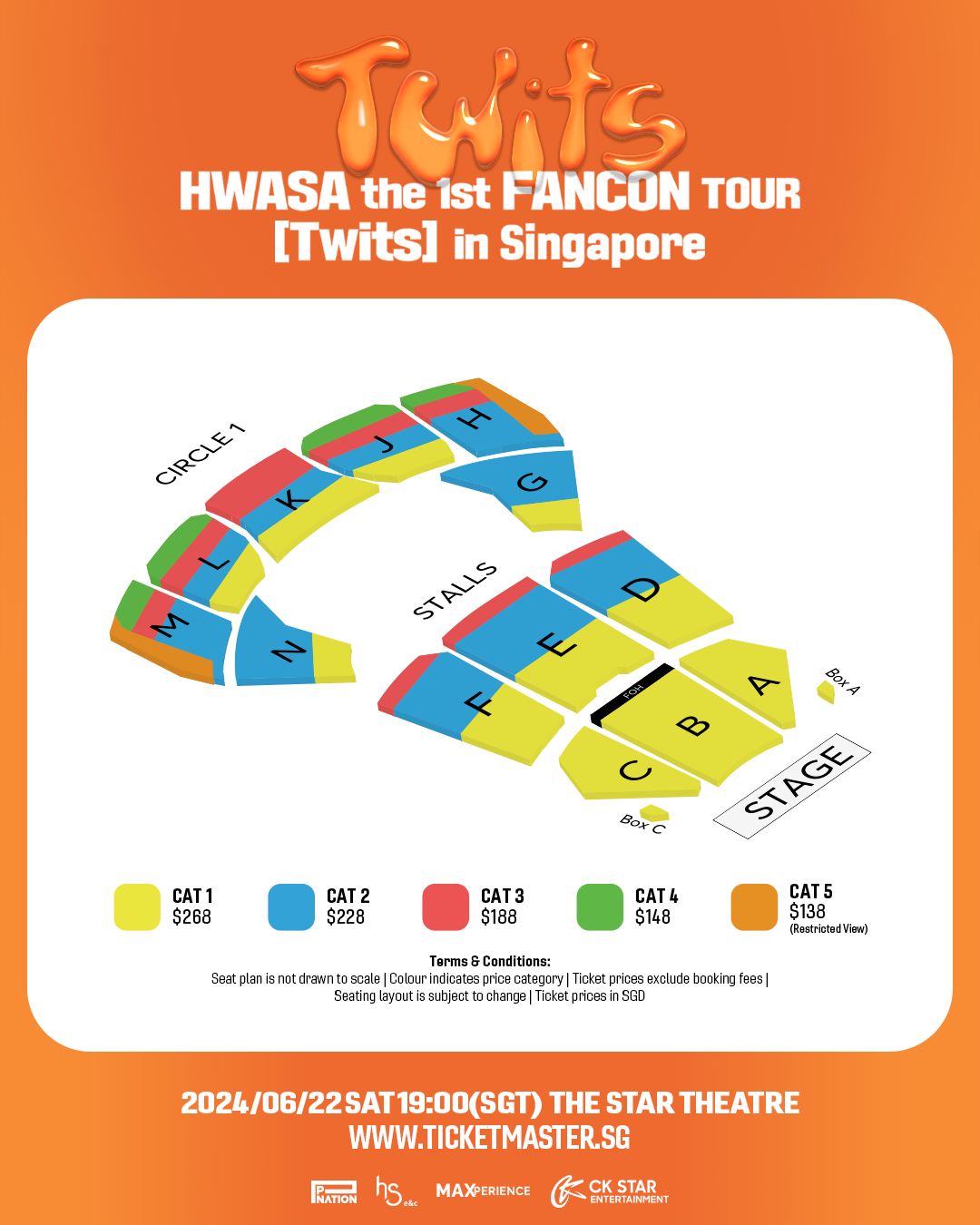 HWASA the 1st FANCON TOUR [Twits] in Singapore Seats Plan