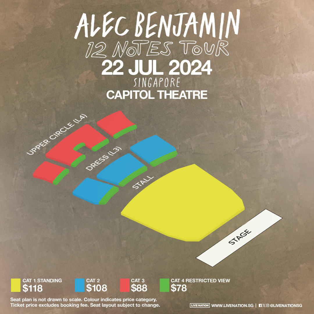 Alec Benjamin: 12 Notes Tour in Singapore Seat Map