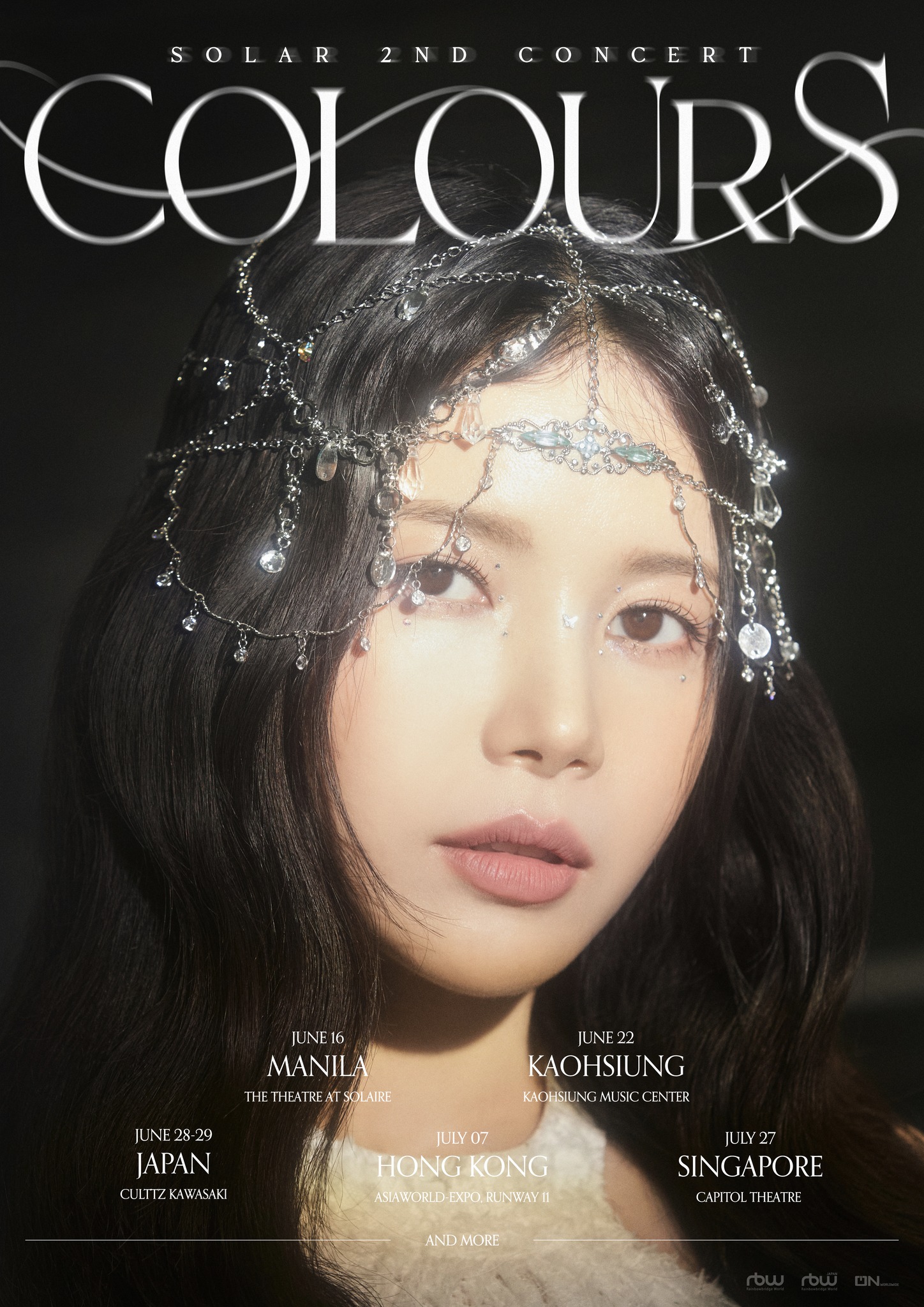 MAMAMOO的队长颂乐(Solar) 2024年最新巡回演唱会"2ND CONCERT [COLOURS] TOUR"新加坡场将在7月27日于新加坡首都大厦演艺剧场（Capitol Theatre）举办