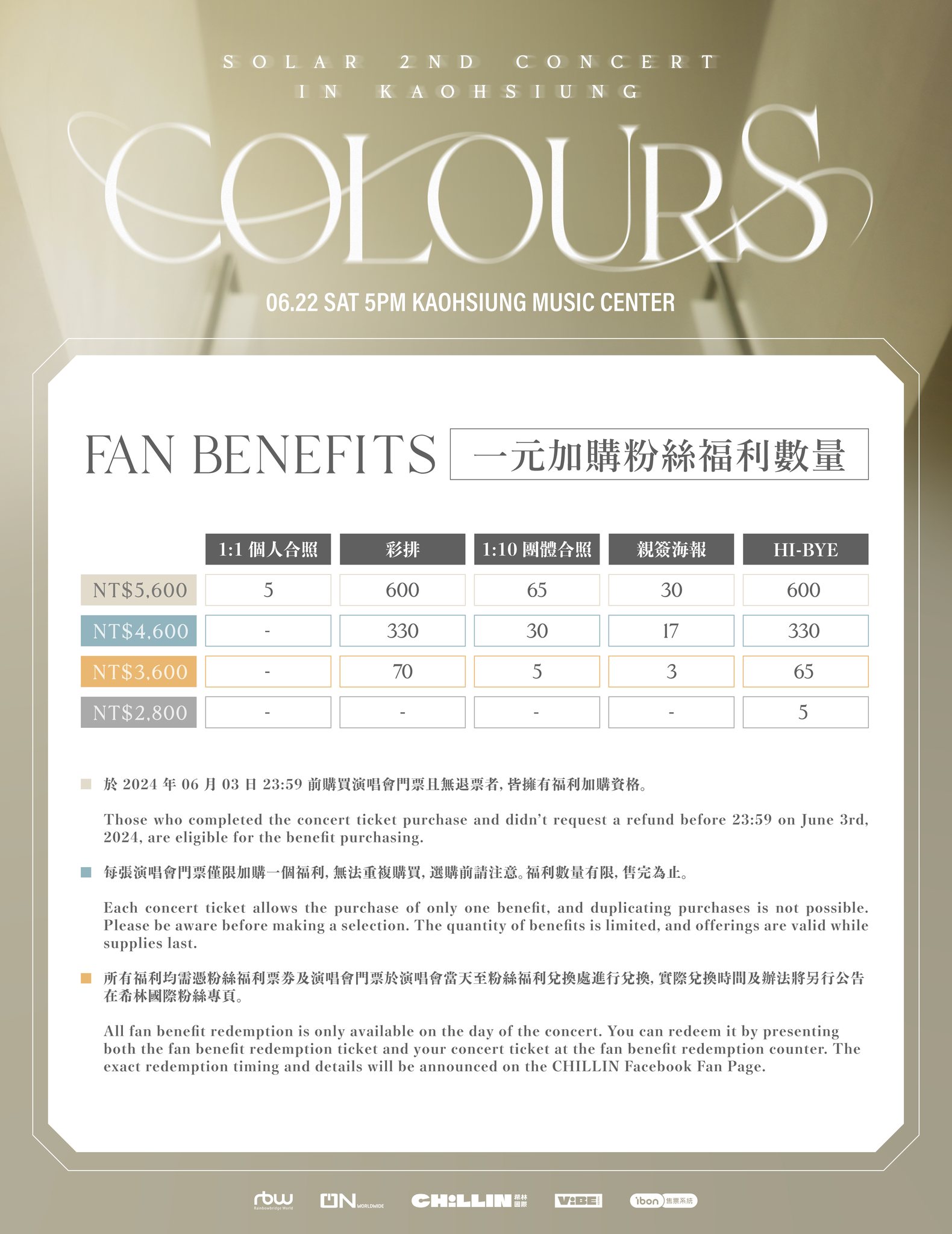 Solar 2nd CONCERT [COLOURS] IN KAOHSIUNG Fans Benefits Add-on