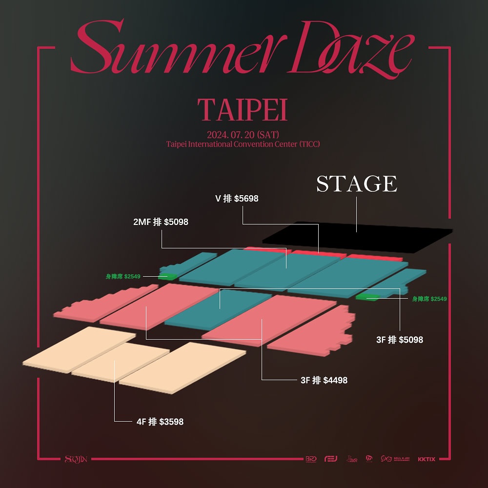 2024 SOOJIN 1st FAN CONCERT TOUR 'Summer Daze' in Taipei Ticket Price and Seat Layout