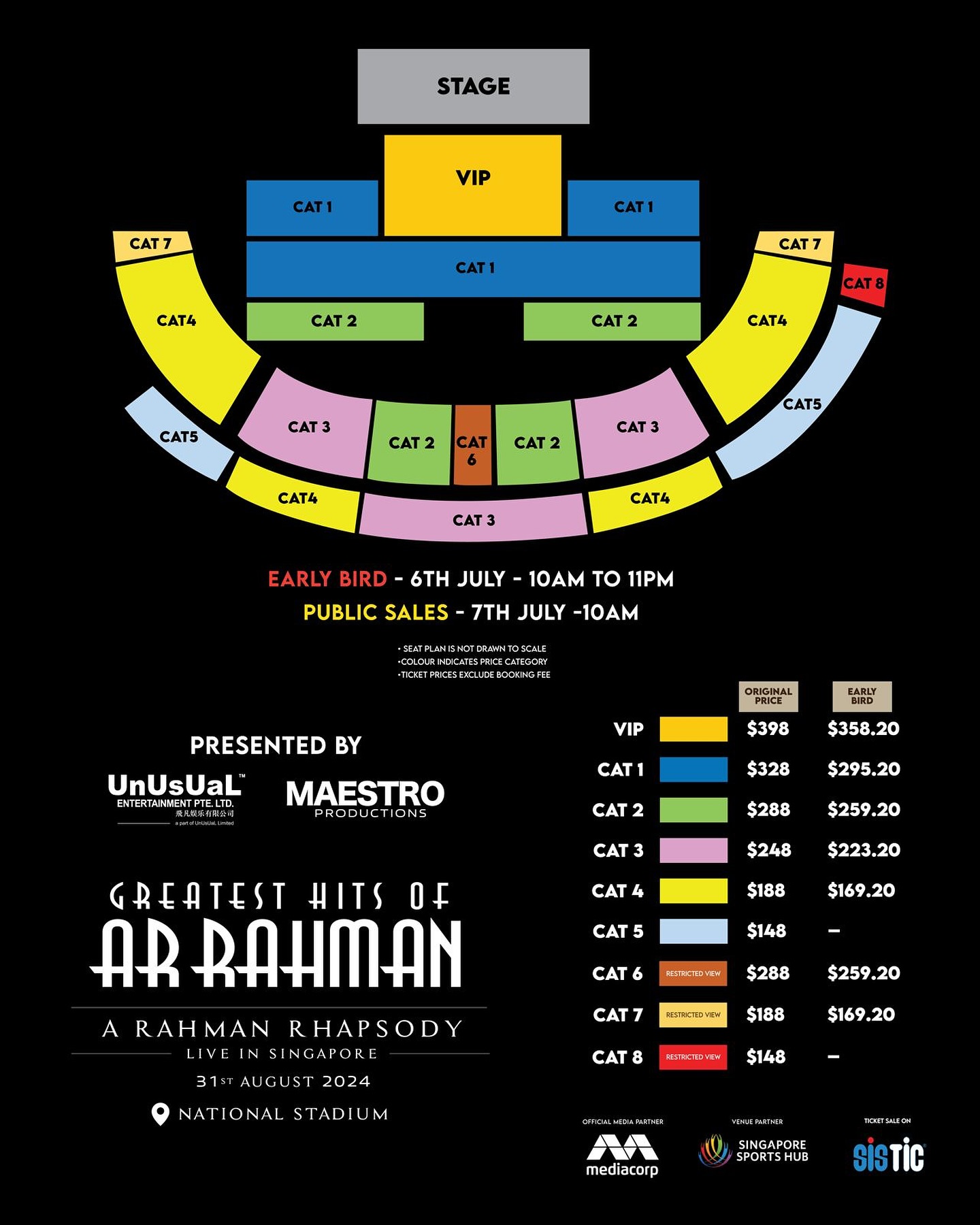 Greatest Hits of A R Rahman: A Rahman Rhapsody Live in Singapore Seat Layout & Ticket Price