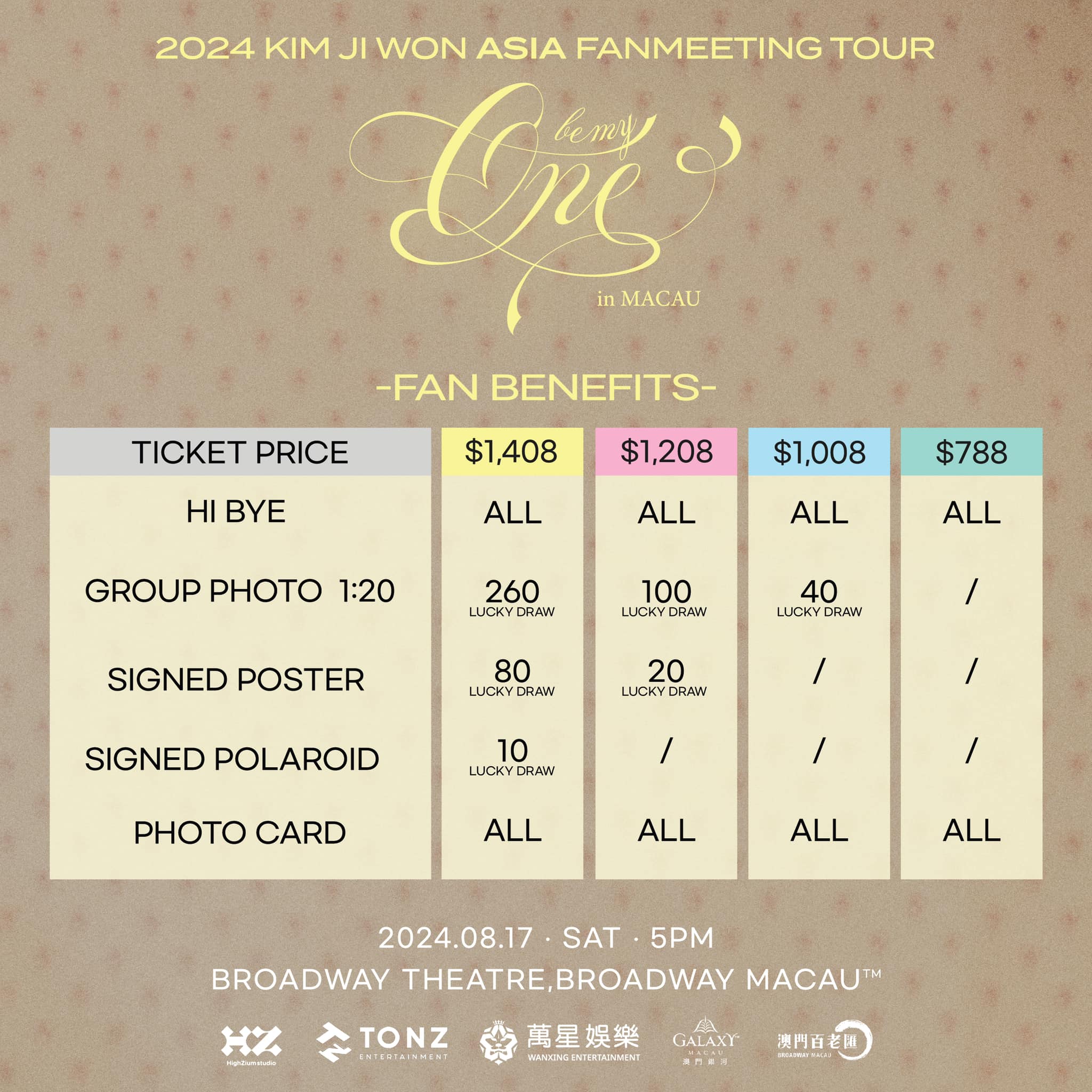 KIM JI WON 1ST FANMEETING { BE MY ONE } IN MACAU Fans Benefits