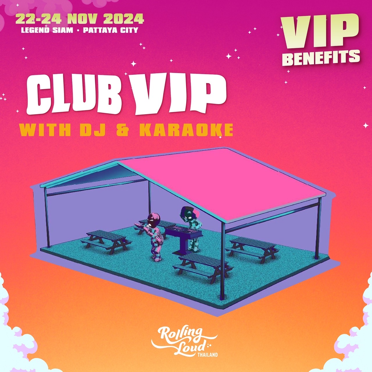 Rolling Loud Thai 2024 VIP 福利 - 具乐部 VIP 与 DJ 和卡拉 OK