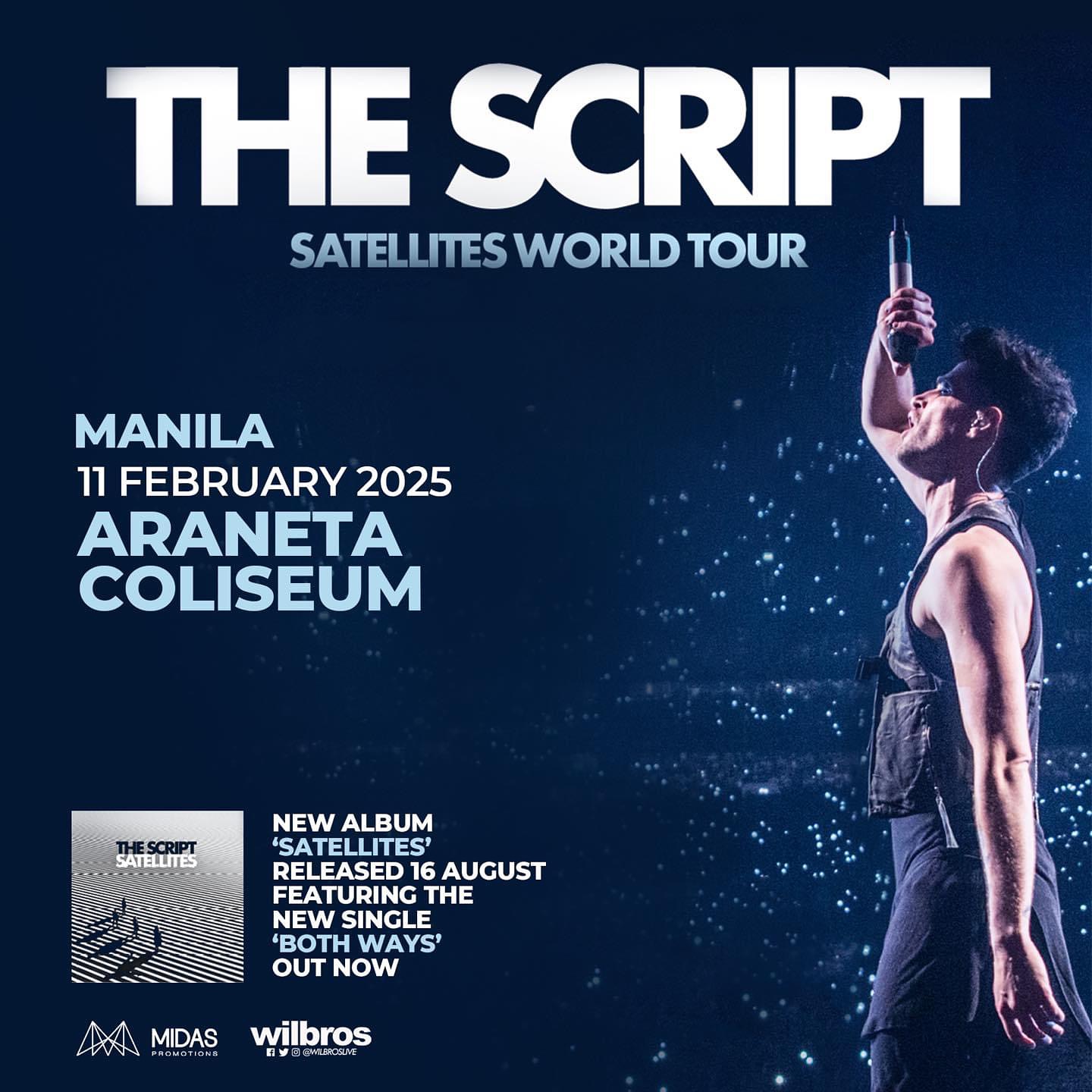 THE SCRIPT is coming to MANILA with their ‘Satellites World Tour’ on February 11, 2025 at the Araneta Coliseum.