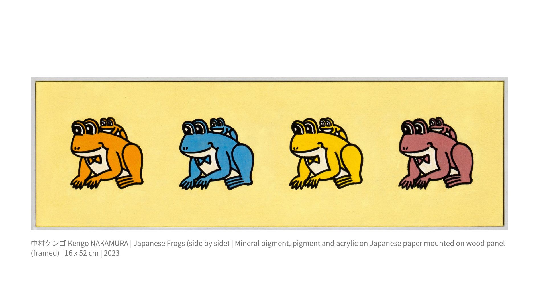 Kengo NAKAMURA incorporates emoticons from the internet era and Japanese hiragana characters back into the composition of Japanese painting, attempting to recreate the traditional East Asian integration of calligraphy and painting.