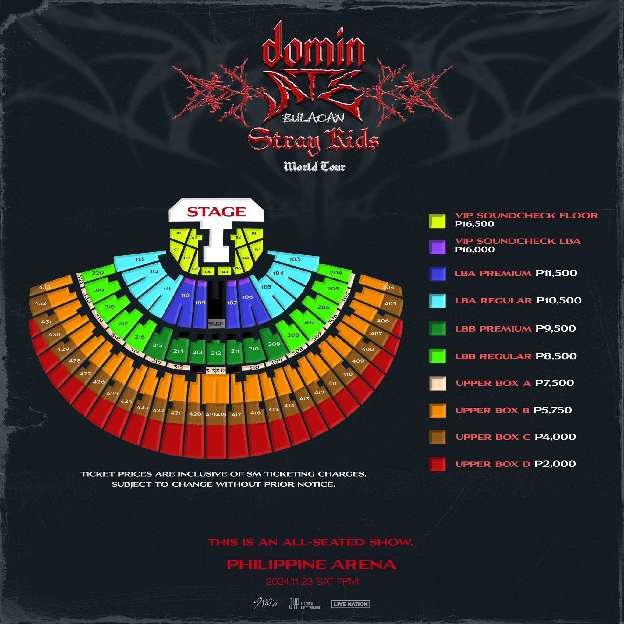 Stray Kids马尼拉演唱会票价及座位图