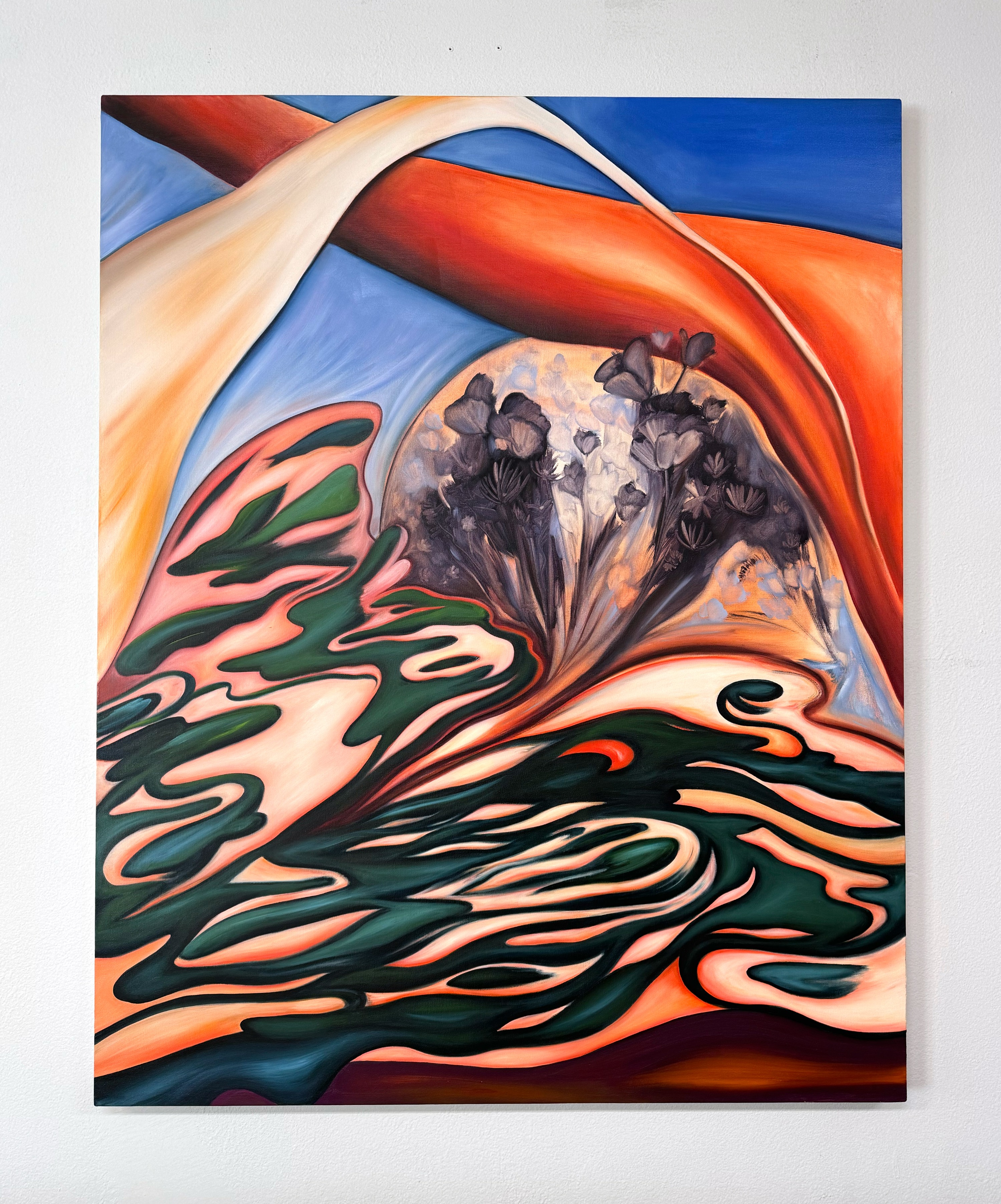 SABRINA PIERSOL Valley Flow _ Flutter, 2024 Oil on canvas 149.22 x 119.38 cm