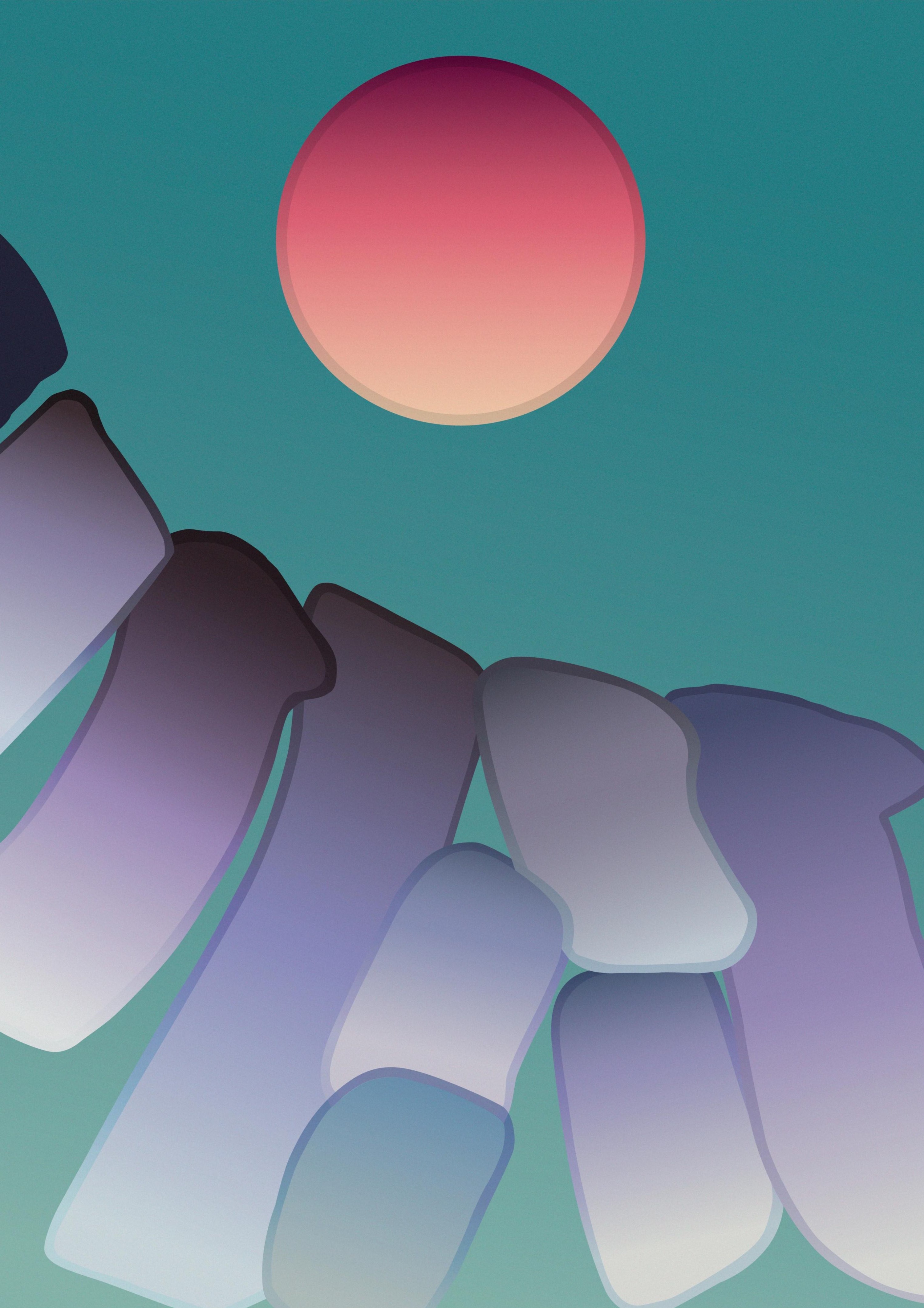 The Worships of the Moon series from the 1970s, inspired by the historic moon landing, combines circular forms with dynamic brushstrokes to capture the ethereal beauty of the moon. 