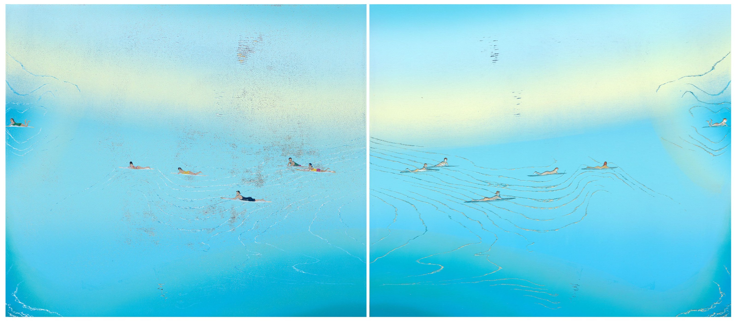 李屏宜擅長使用木版刻畫一版多色的手法，以細緻而溫潤的色彩，展現情感投射、自然觀察和潛意識幻想