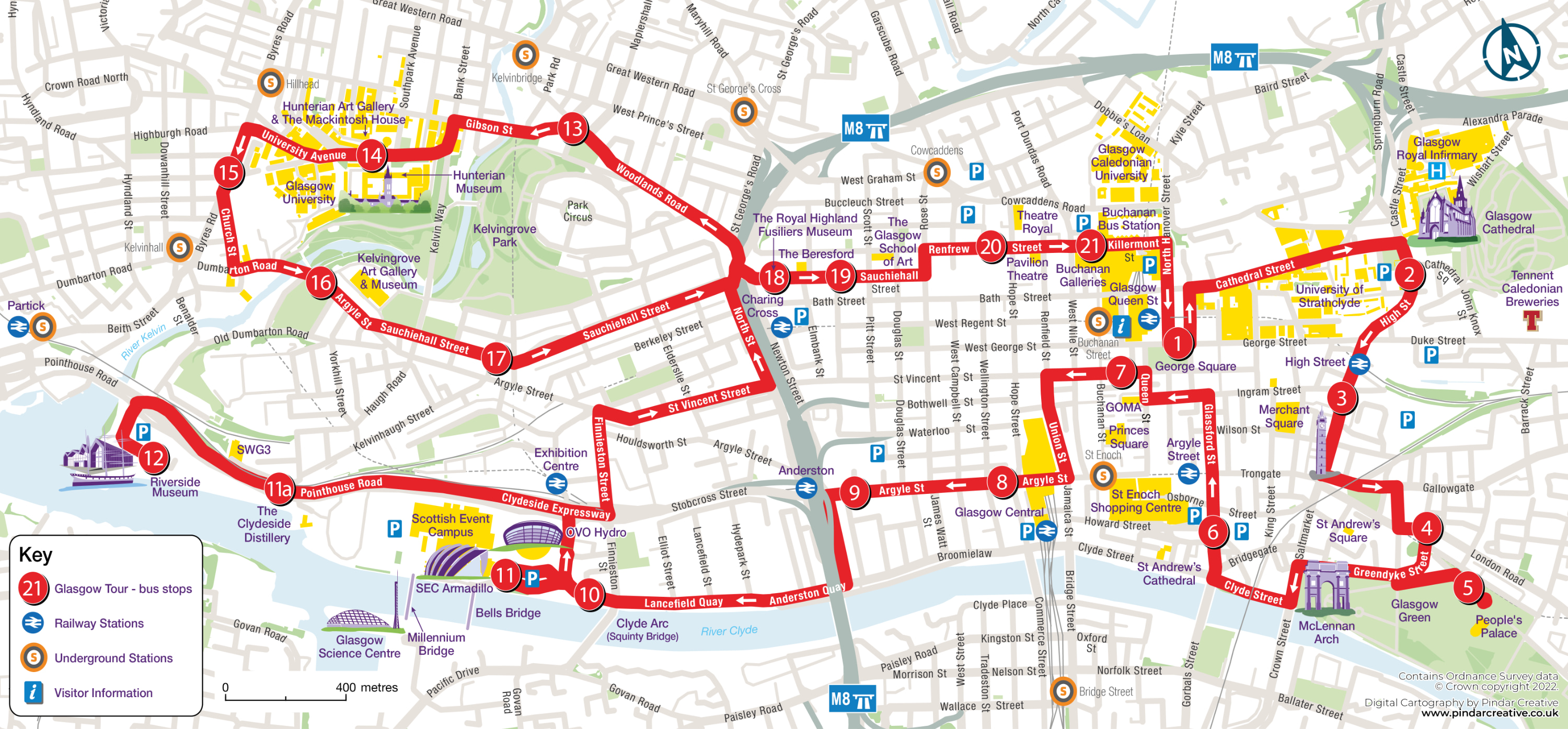 Glasgow RED route map