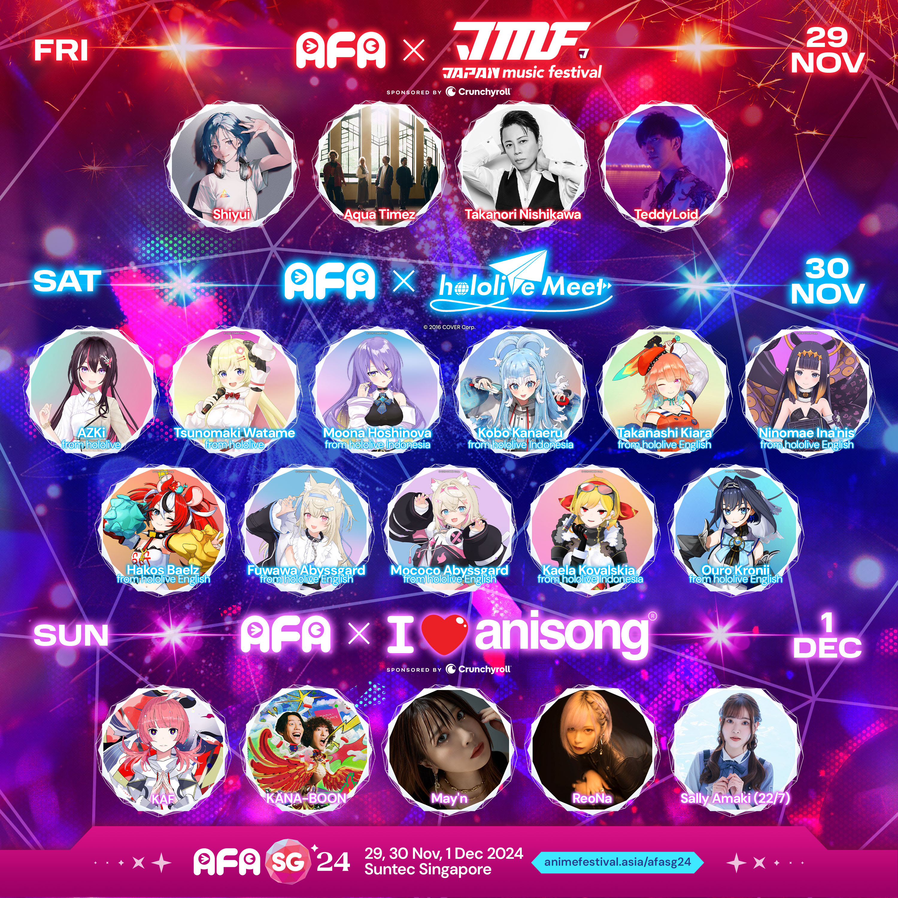 Enjoy 3 thrilling nights of Concerts featuring over 20 Artistes at AFASG24