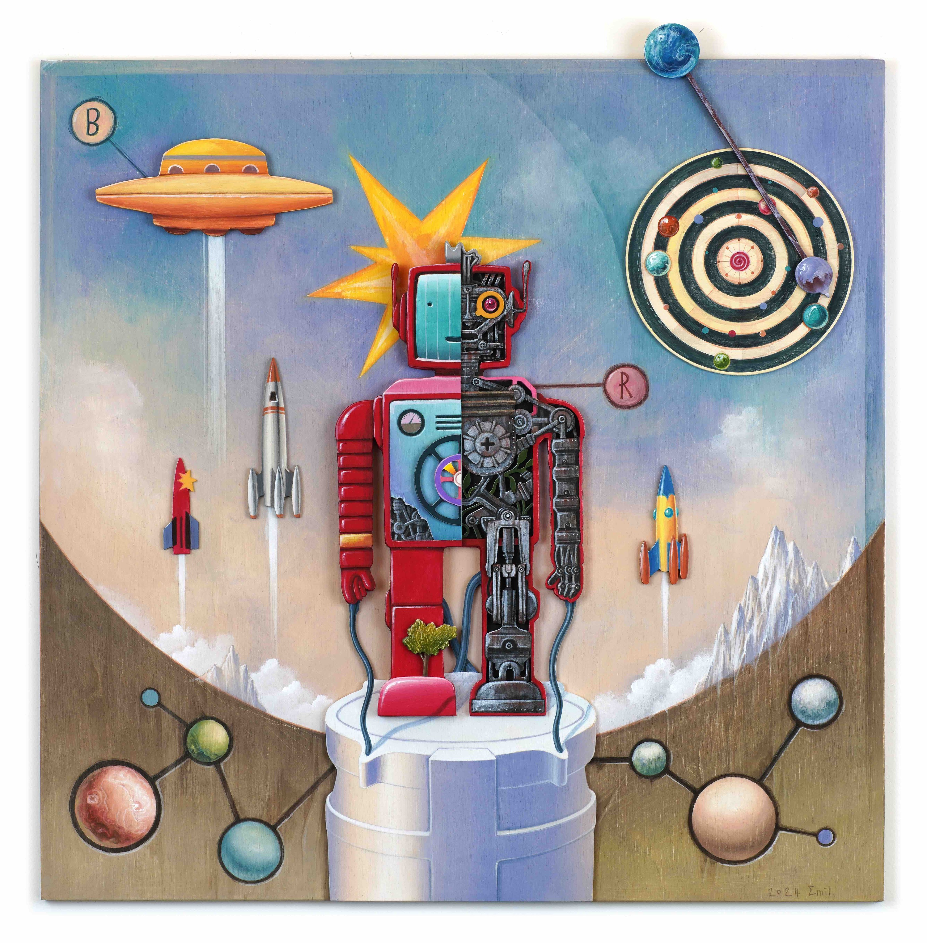 Emil or Park Hyun Woong has established a unique artistic world that combines modern sensibilities with retro elements.