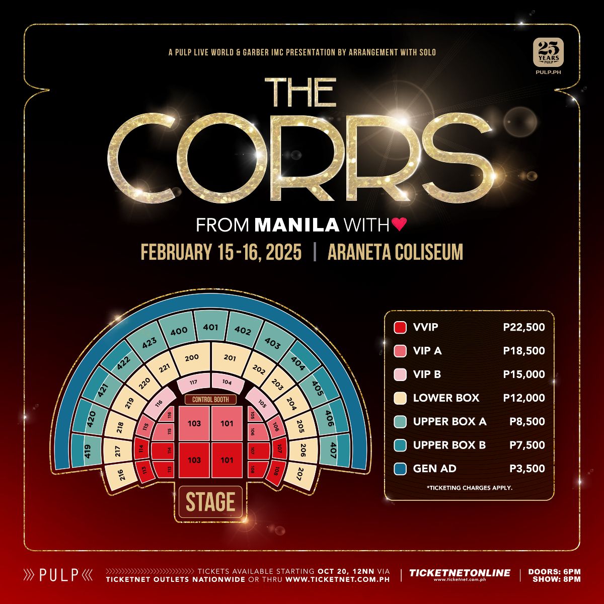 THE CORRS- FROM MANILA WITH LOVE in Manila seat map
