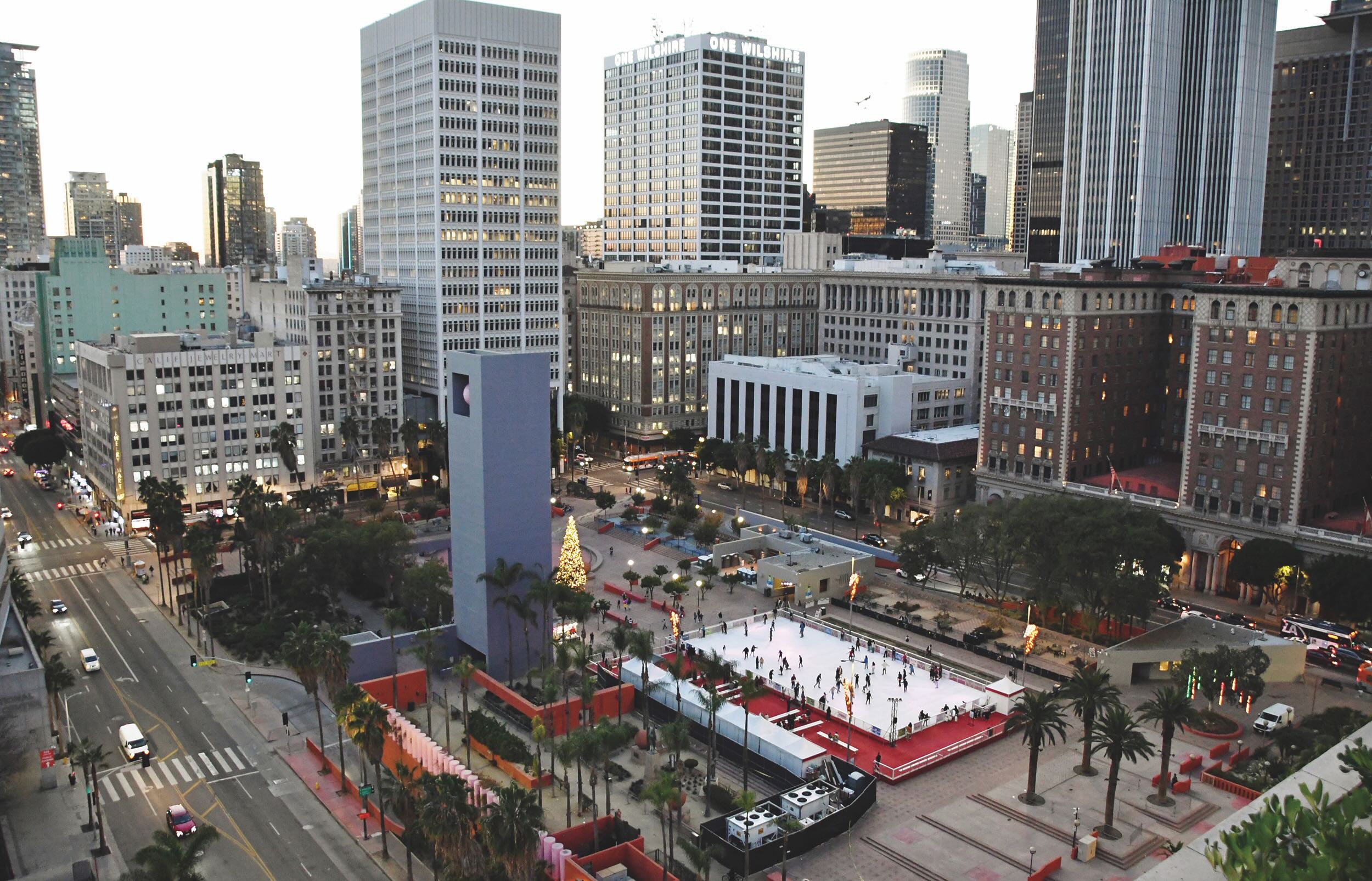 The Holiday Ice Rink Pershing Square returns to downtown Los Angeles  from Thursday, November 21, 2024 to Sunday, January 12, 2025