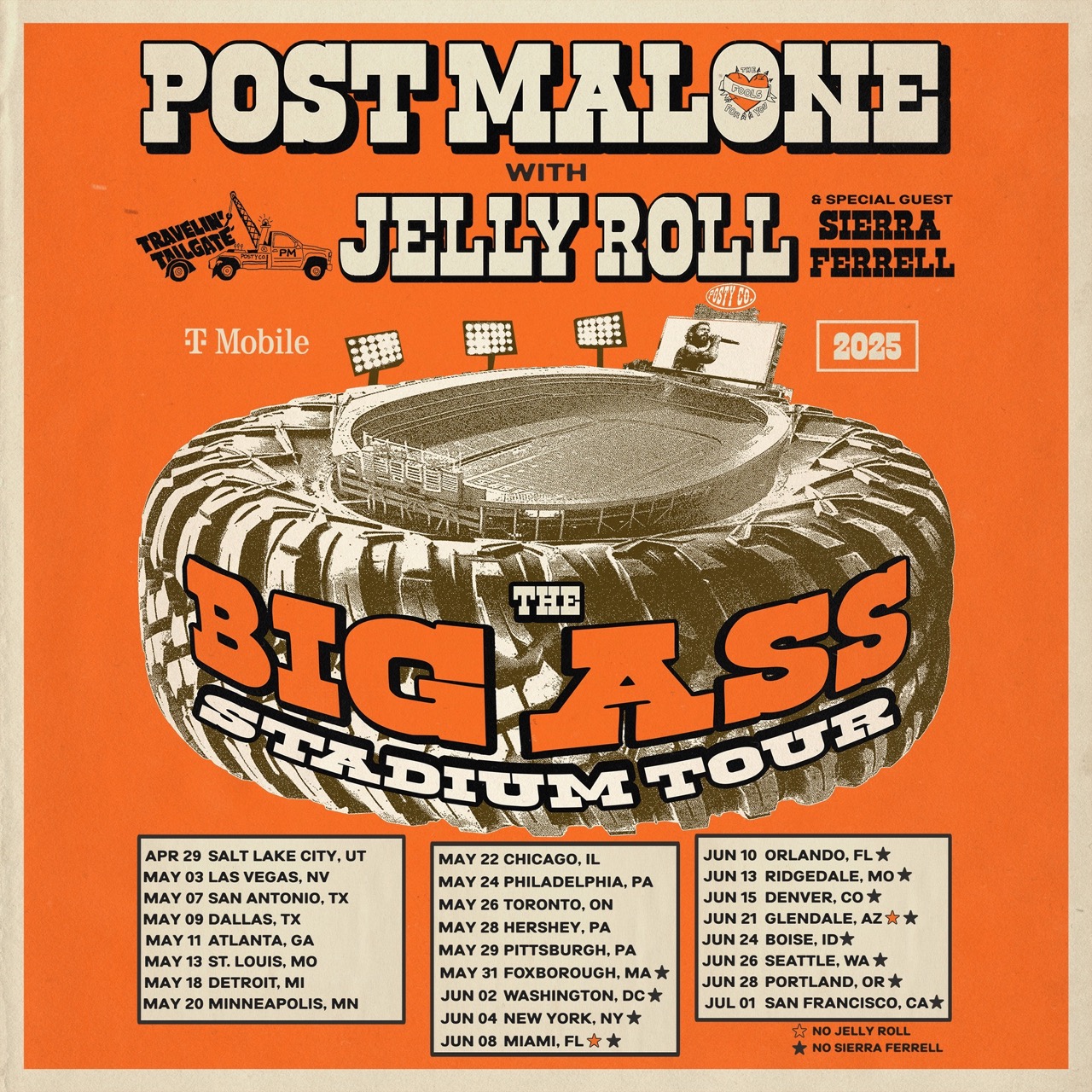 Post Malone Presents: The BIG ASS Stadium Tour in Dallas will take place on 9 May 2025