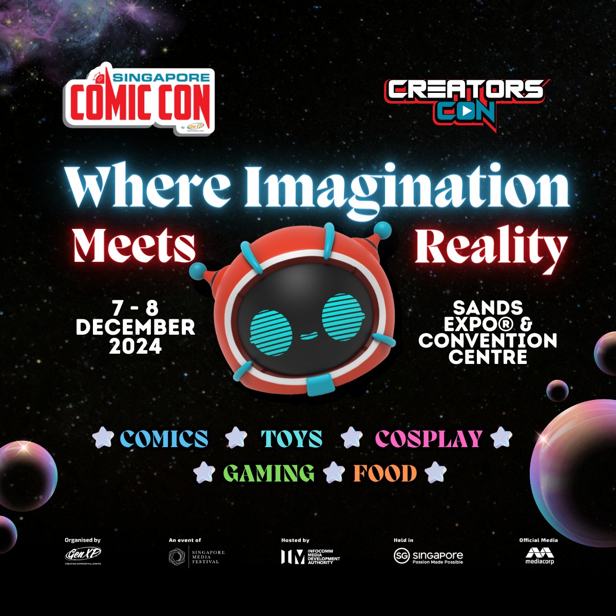 Singapore Comic Con 2024 will take place on 7-8 December 2024 at Sands Expo & Convention Centre
