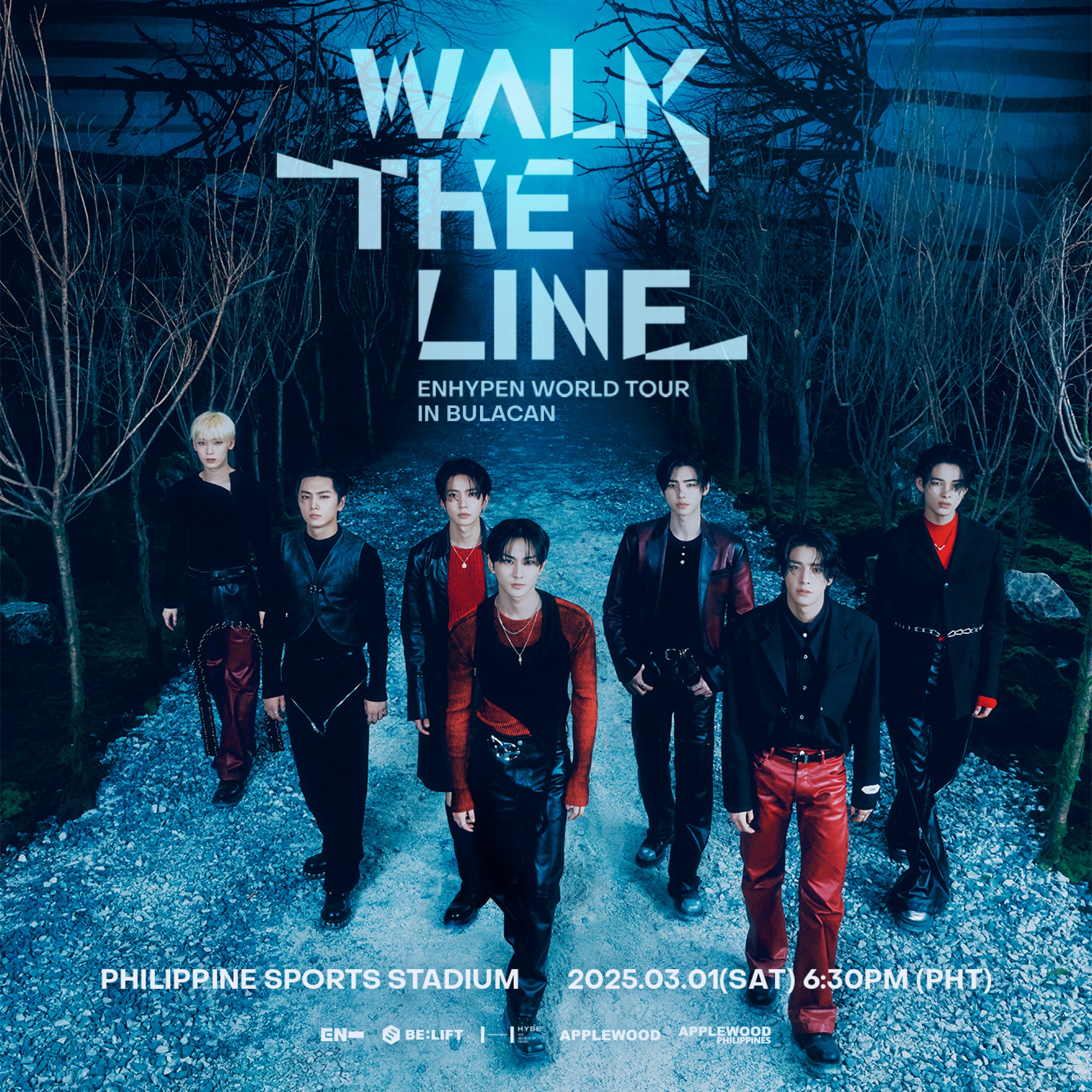 ENHYPEN WORLD TOUR 'WALK THE LINE' IN ASIA 将于2025年3月1日（星期六）在菲律宾体育场（Philippine Sports Stadium）举行