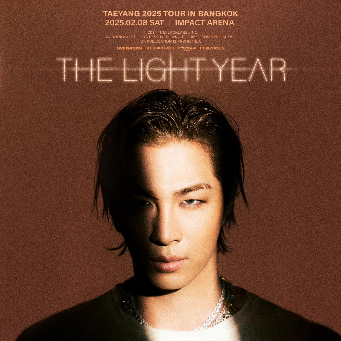 BIGBANG成员太阳个人巡回演唱会 TAEYANG 2025 TOUR THE LIGHT YEAR 正式宣布将于2月8日在泰国曼谷的IMPACT Arena开唱！