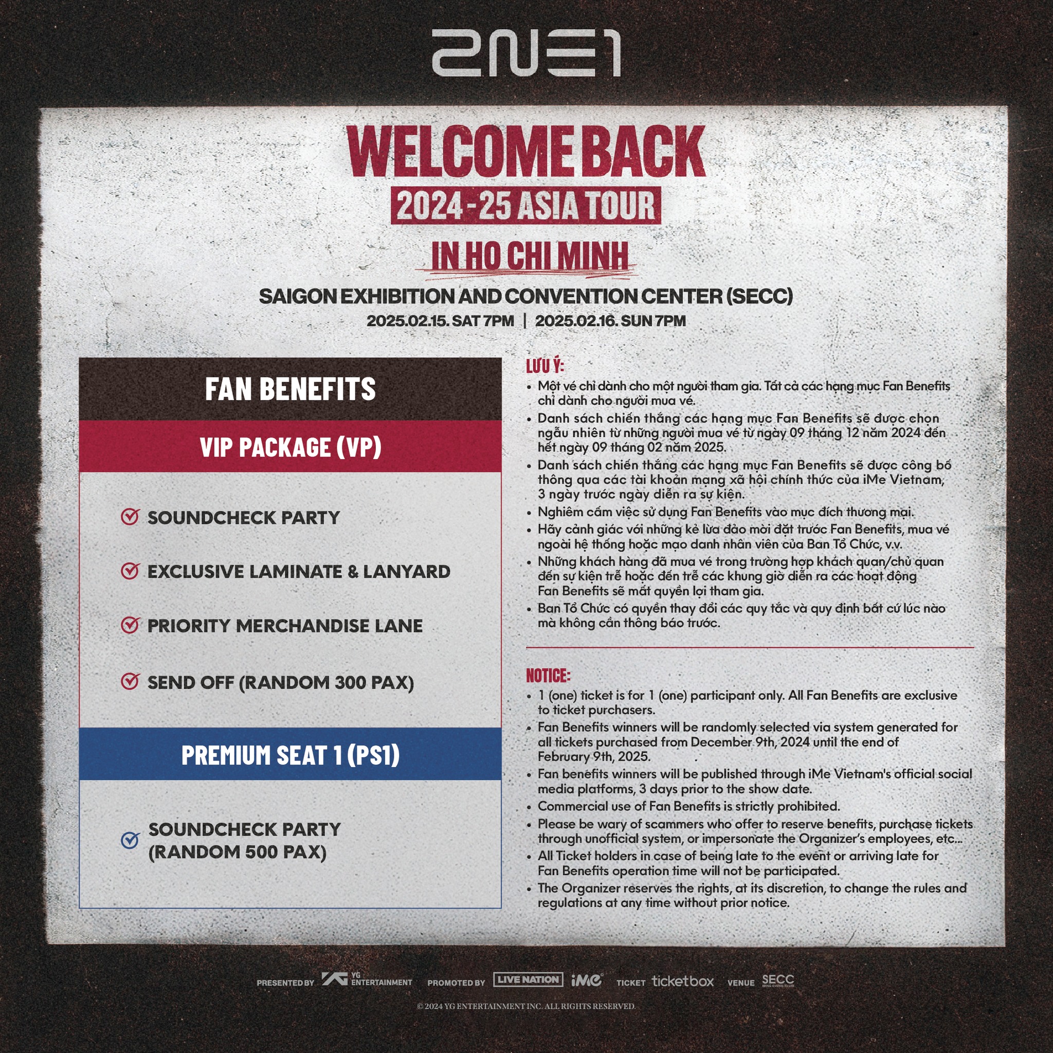 2NE1 Vietnam Concert 2025 Fan Benefit