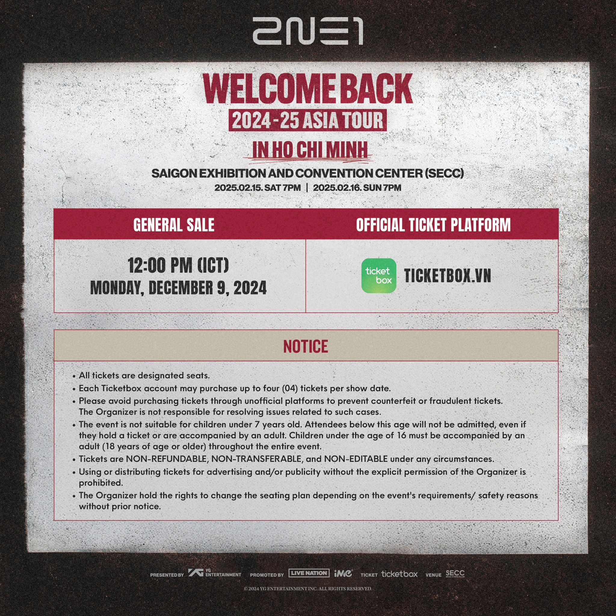 2NE1 Vietnam Concert 2025 Ticket Guideline in English