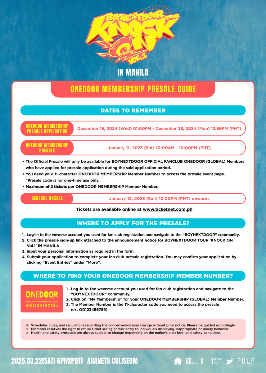 BOYNEXTDOOR Manila Concert Presale Guide