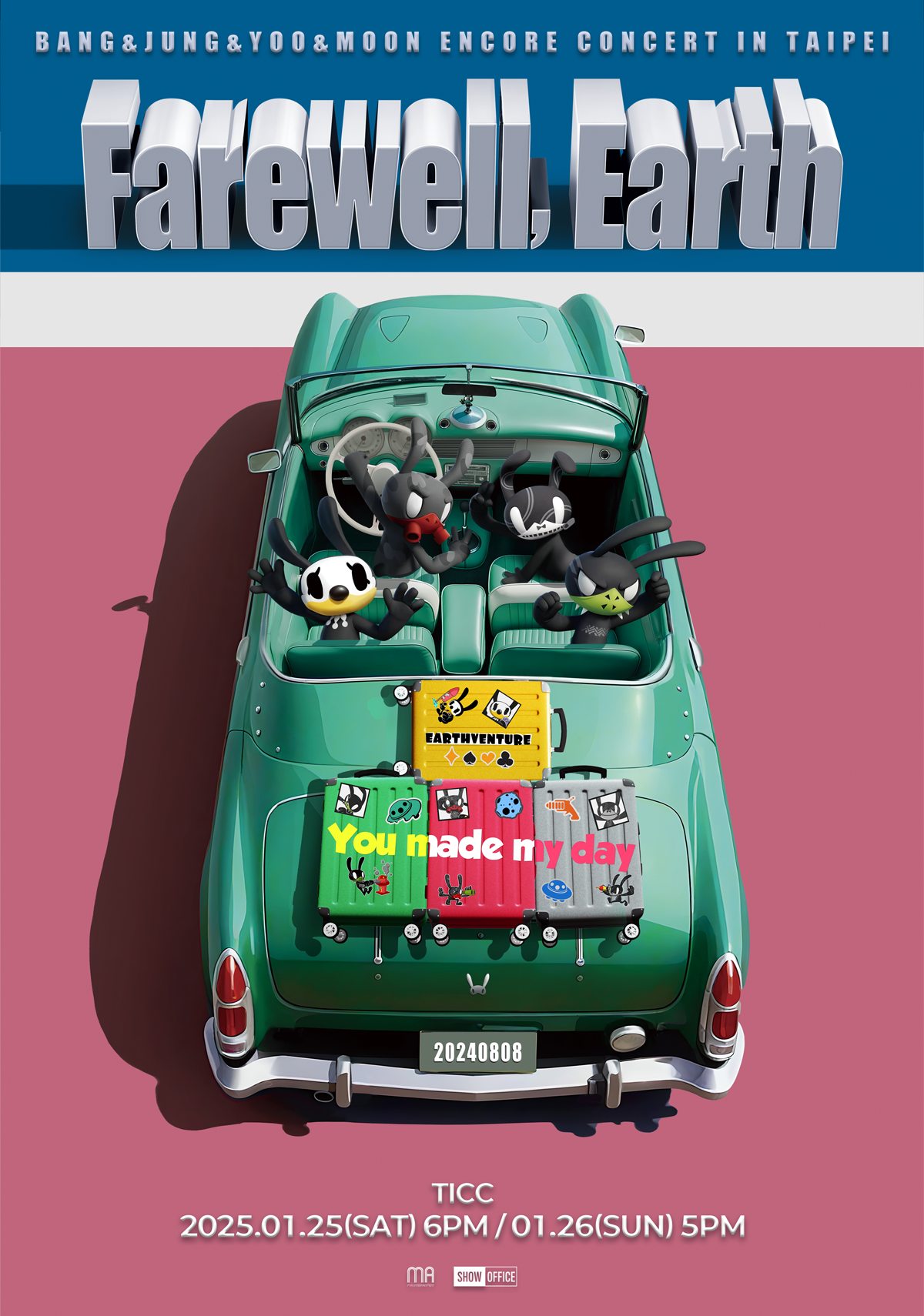 主辦單位「SHOW Office Entertainment.co.ltd」宣布「BANG&JUNG&YOO&MOON ENCORE CONCERT [Farewell, Earth] ASIA TOUR IN TAIPEI」將於2025年1月26日加開一場，而台北站也是本次安可演唱會巡迴最末場