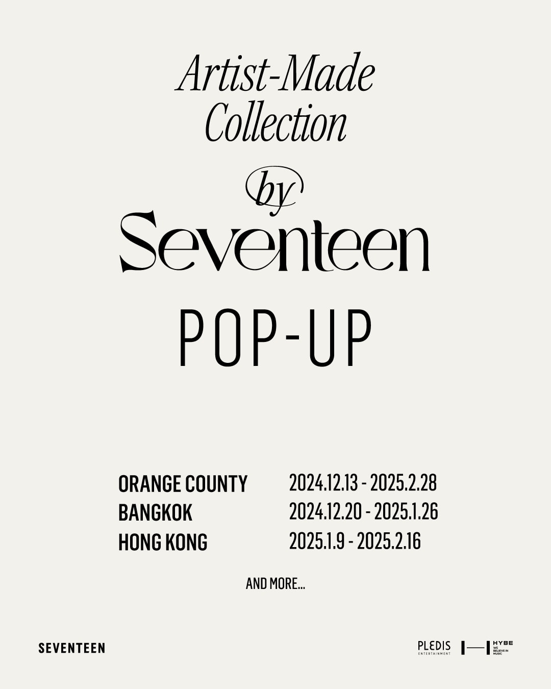 Artist-Made Collection by SEVENTEEN POP-UP in BANGKOK presents all seasons' merchandise by SEVENTEEN, as well as the exclusive merchandise only available at the global pop-ups.