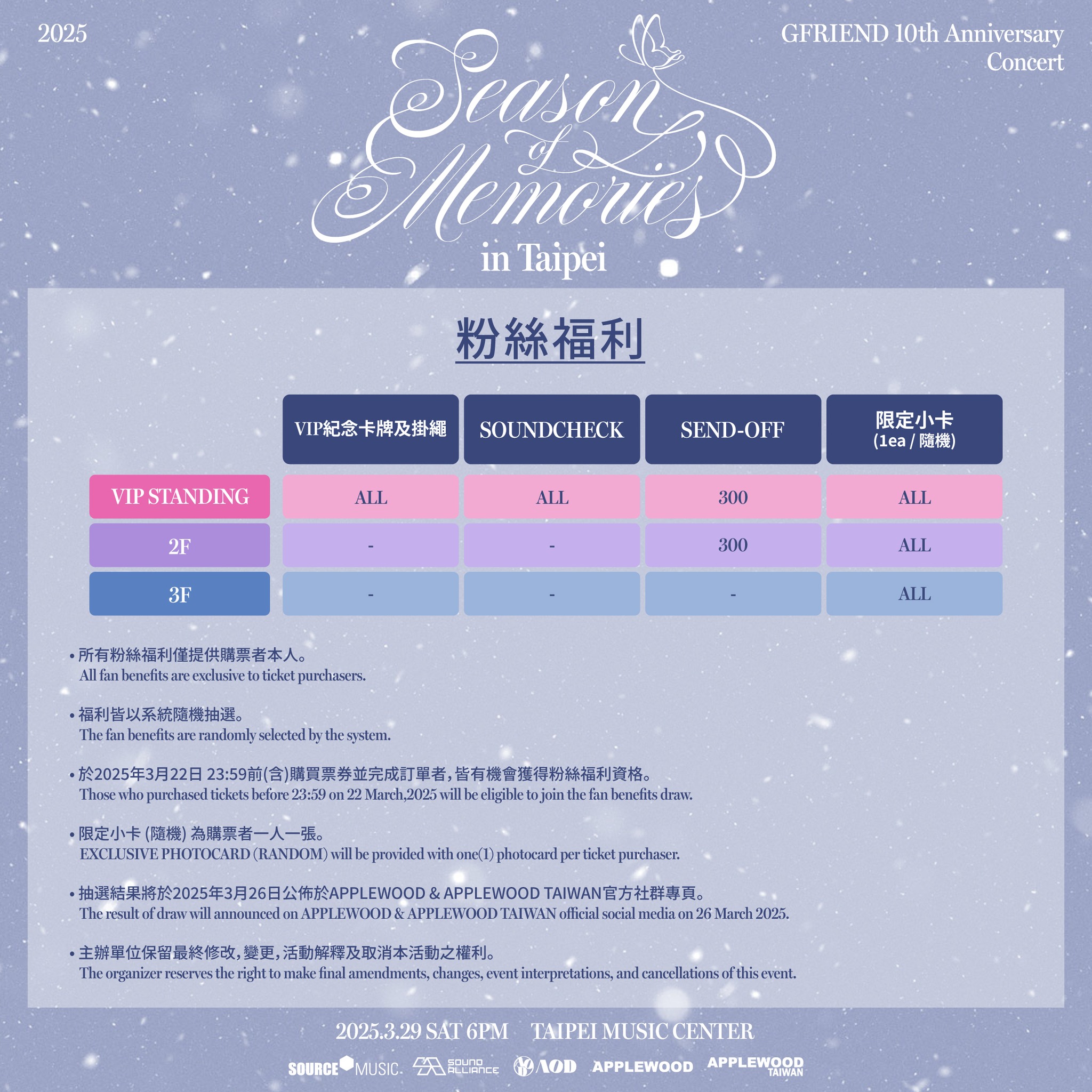 GFRIEND台北演唱會2025粉絲福利