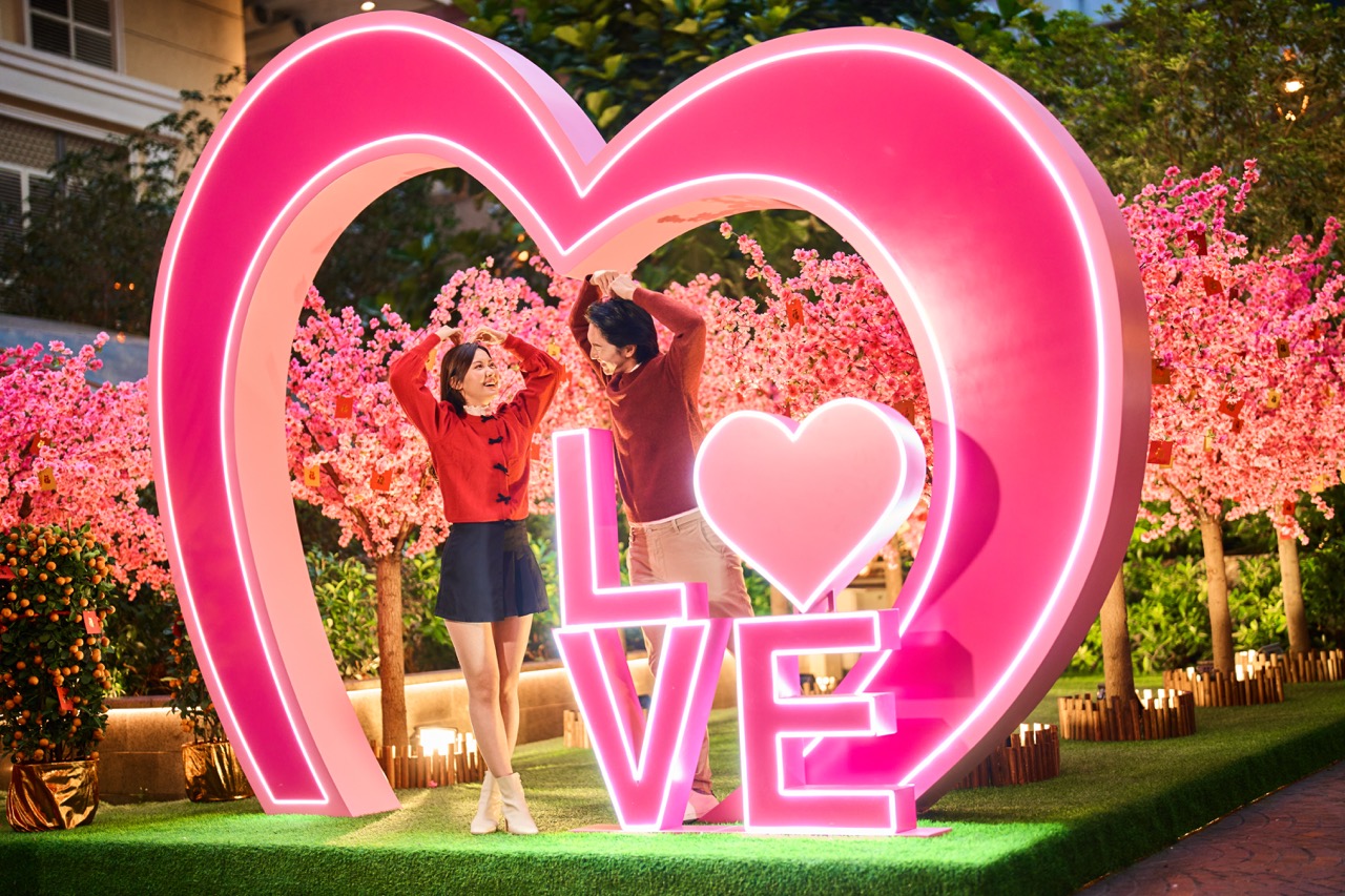 Pink Peach Blossom Trees and Heart-Shaped Arch Pump in Romantic Energy (10) large