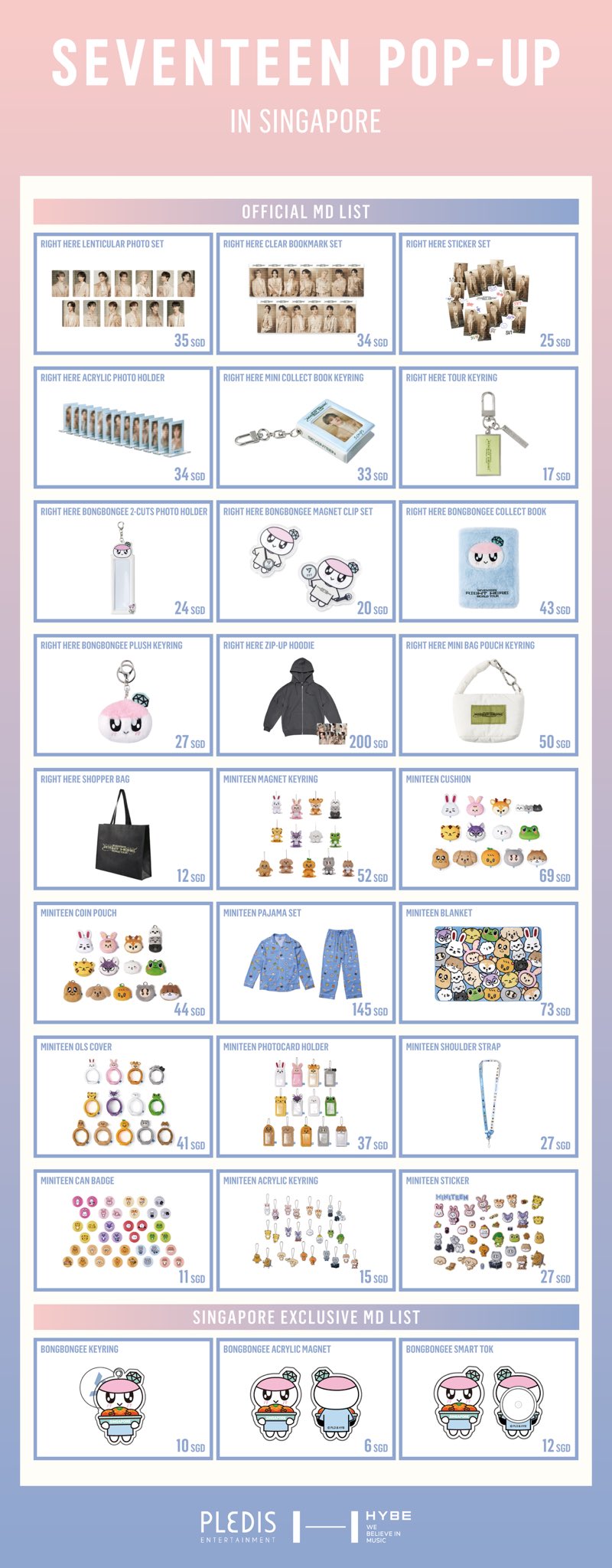 SEVENTEEN POP-UP in Singapore Merchandise product list