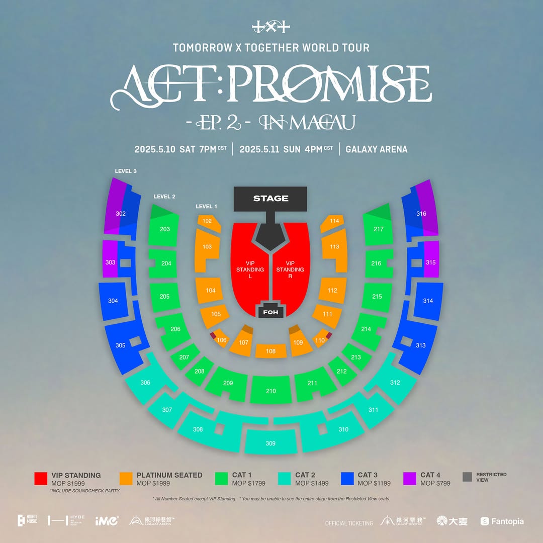 TXT Concert 2025 Macau Seating Map